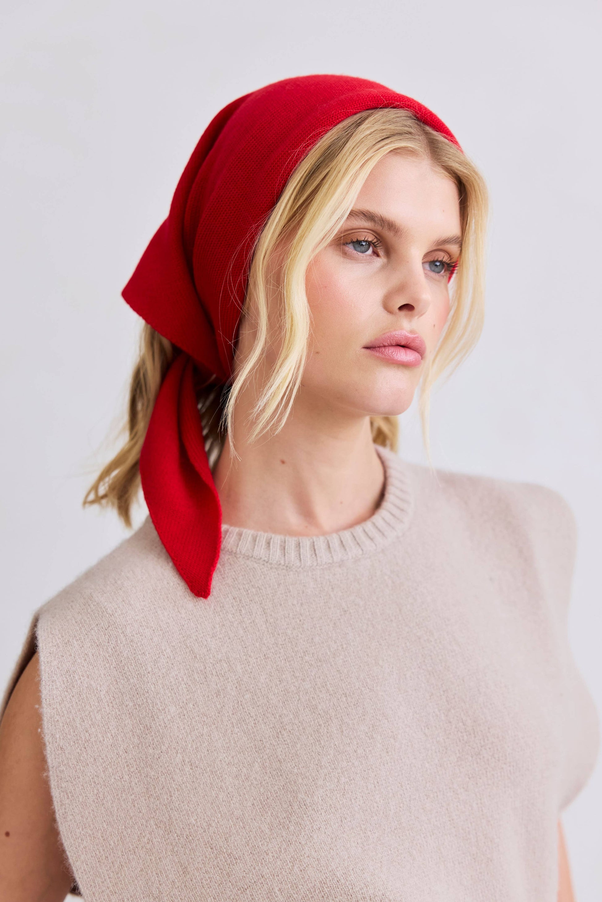 merino wool triangle scarf - flame red