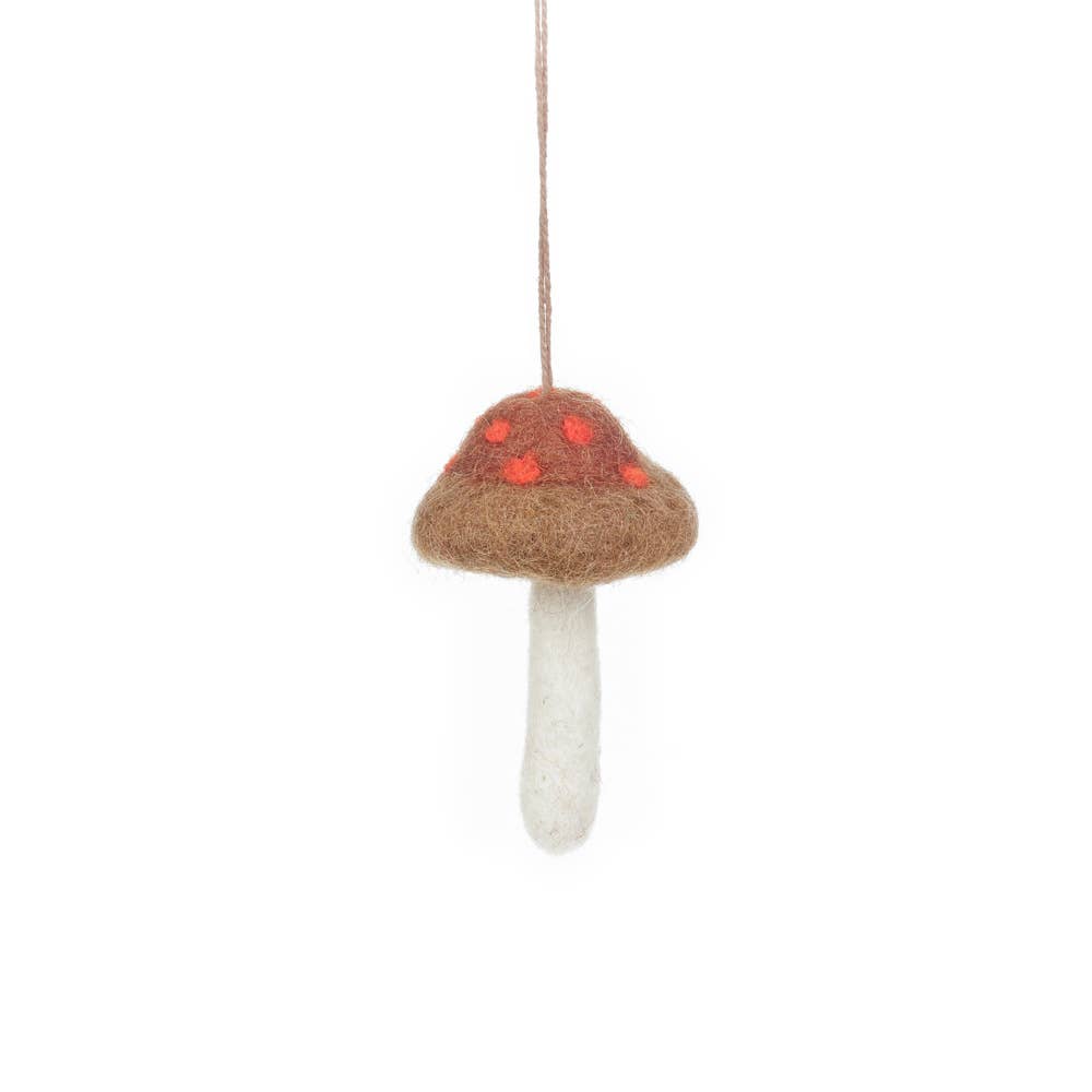 handmade felt wild foraged mushroom ornament