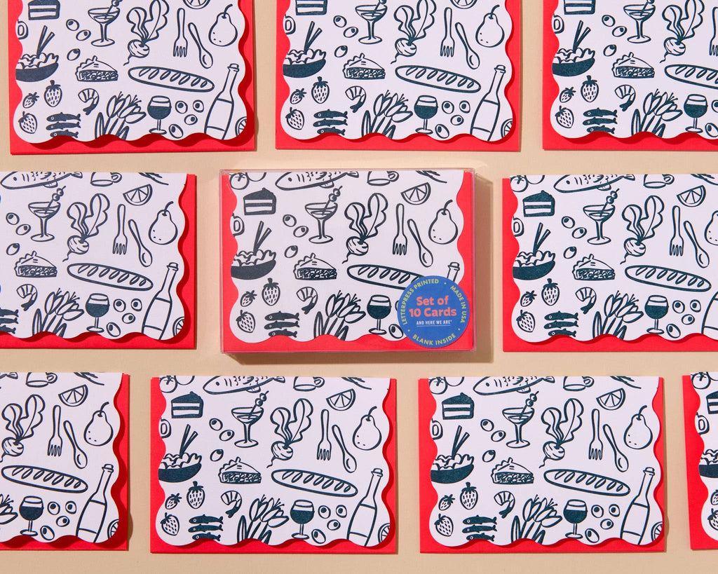 icons scalloped  letterpress card set of 10