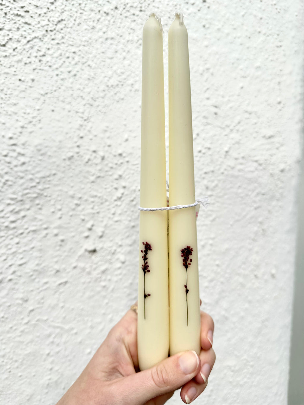 pressed floral tapers - set of 2