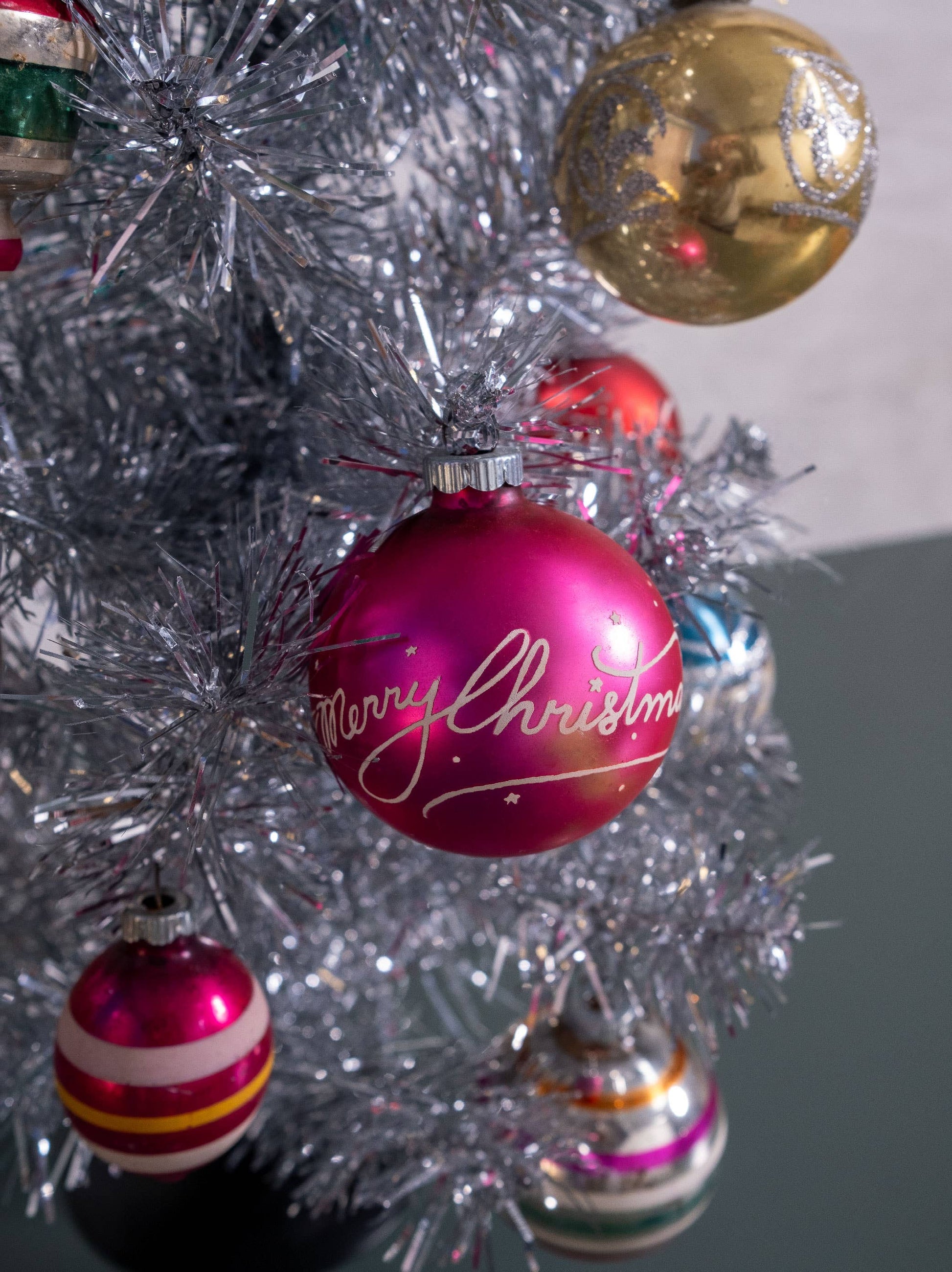 mini tinsel christmas tree