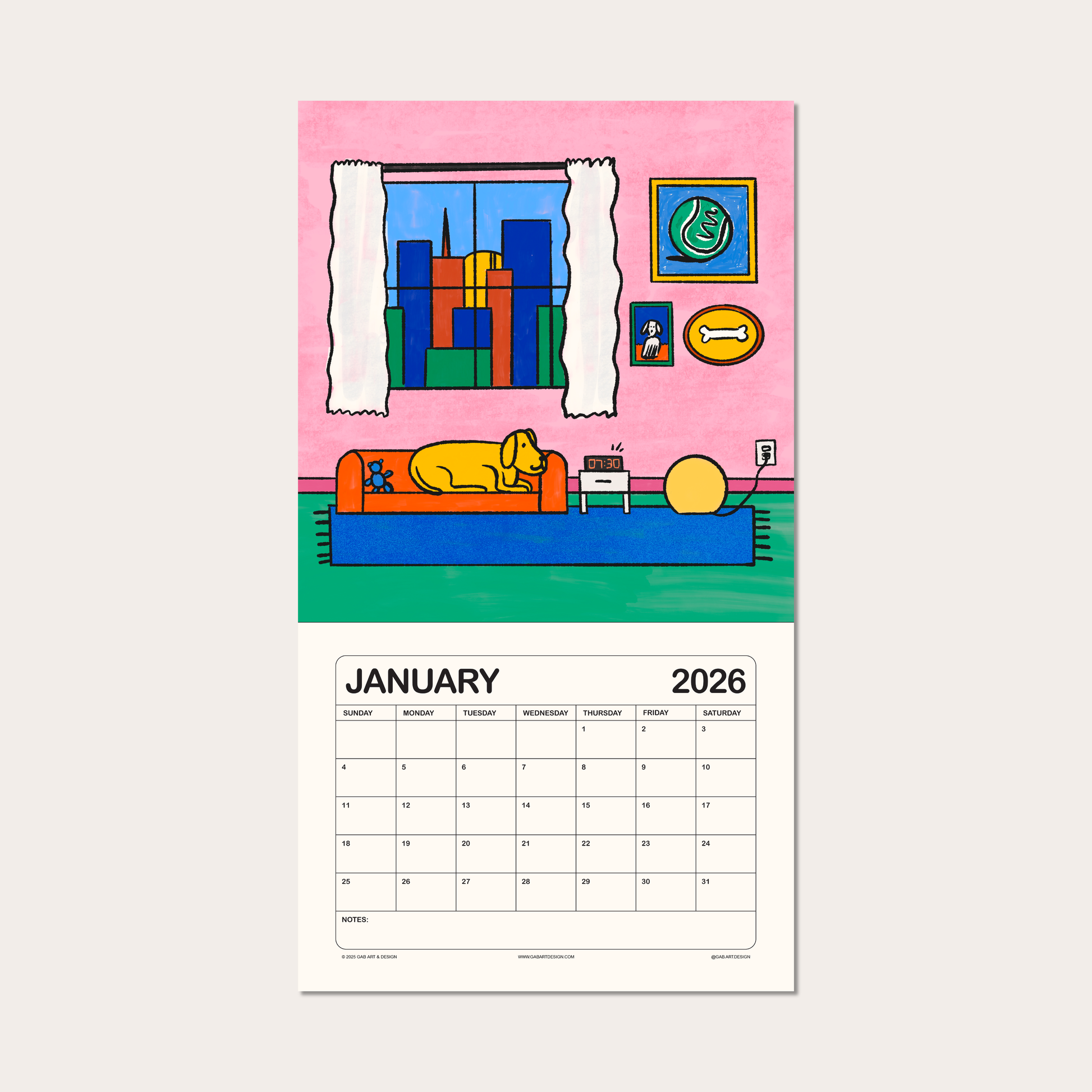 2026 illustrated wall calendar: a day in the life of corporate cats + dogs