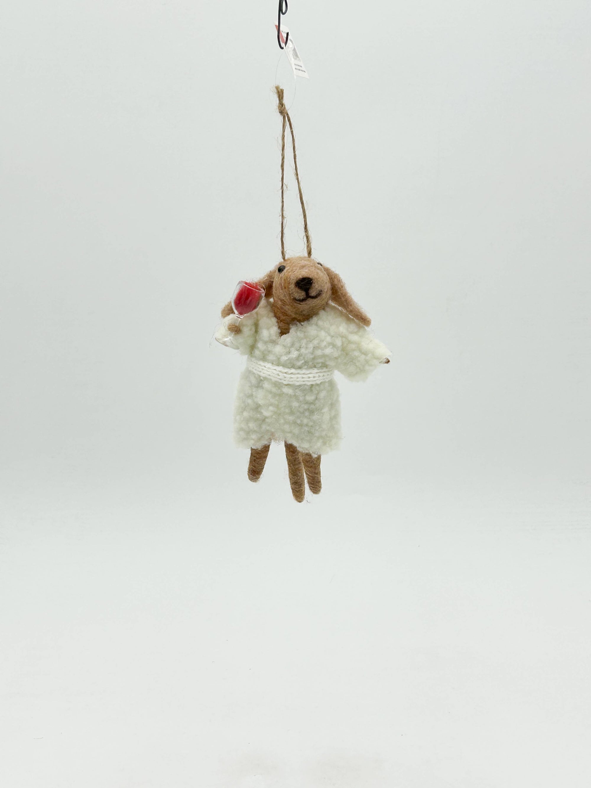 felt dog bath wine ornament