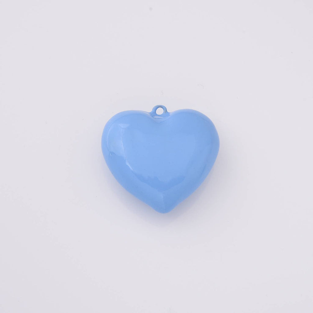 gold filled puffy blue enamel heart charm