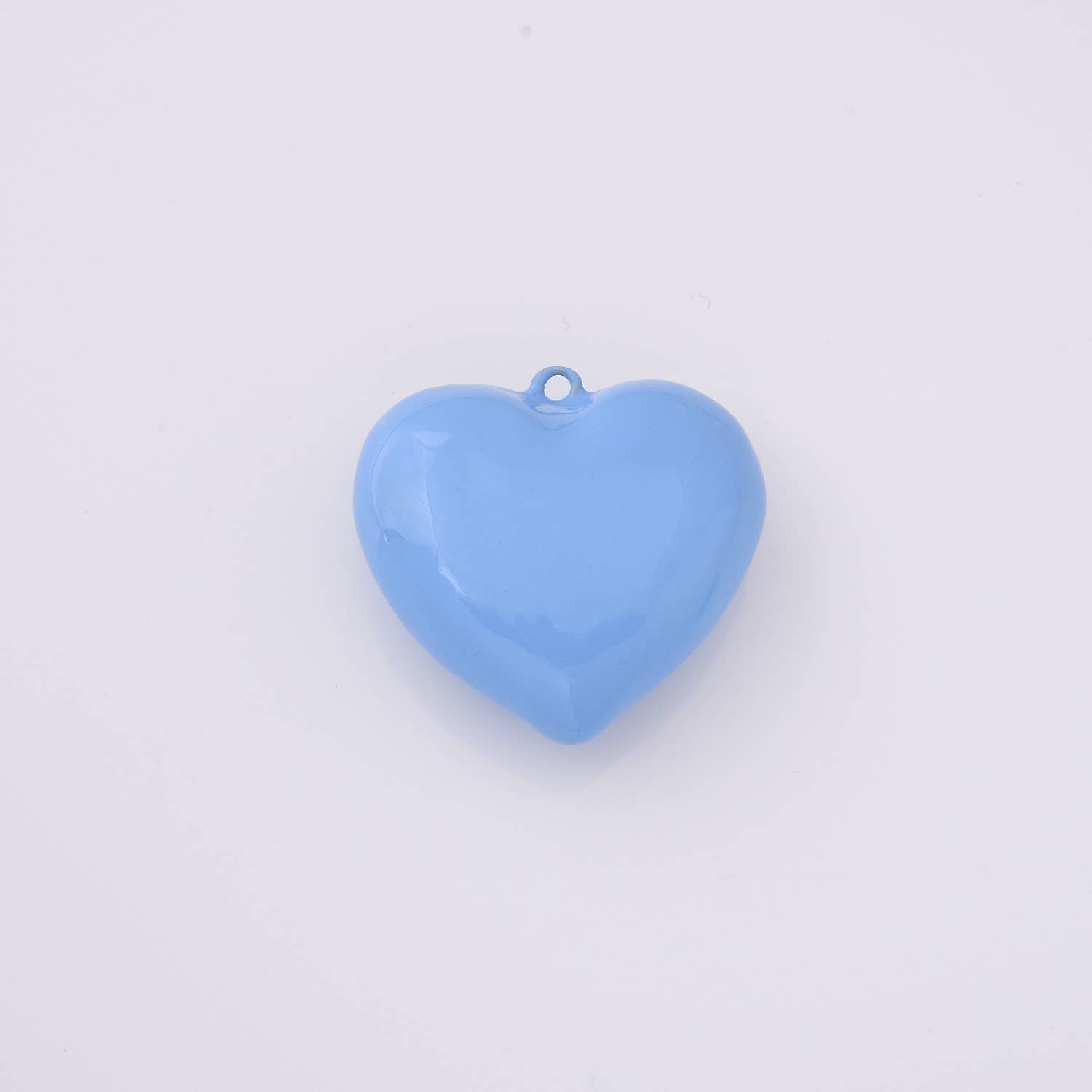 gold filled puffy blue enamel heart charm