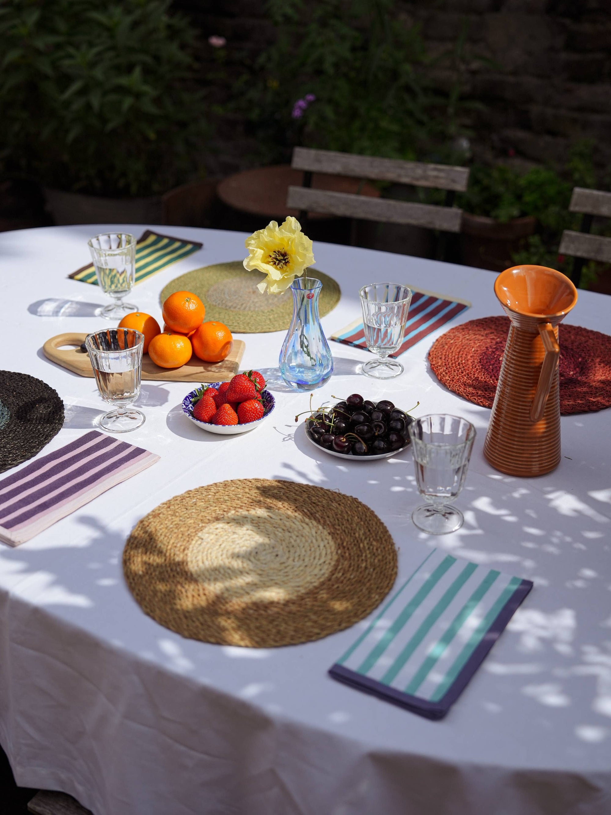 block stripe napkins - aubergine / mauve