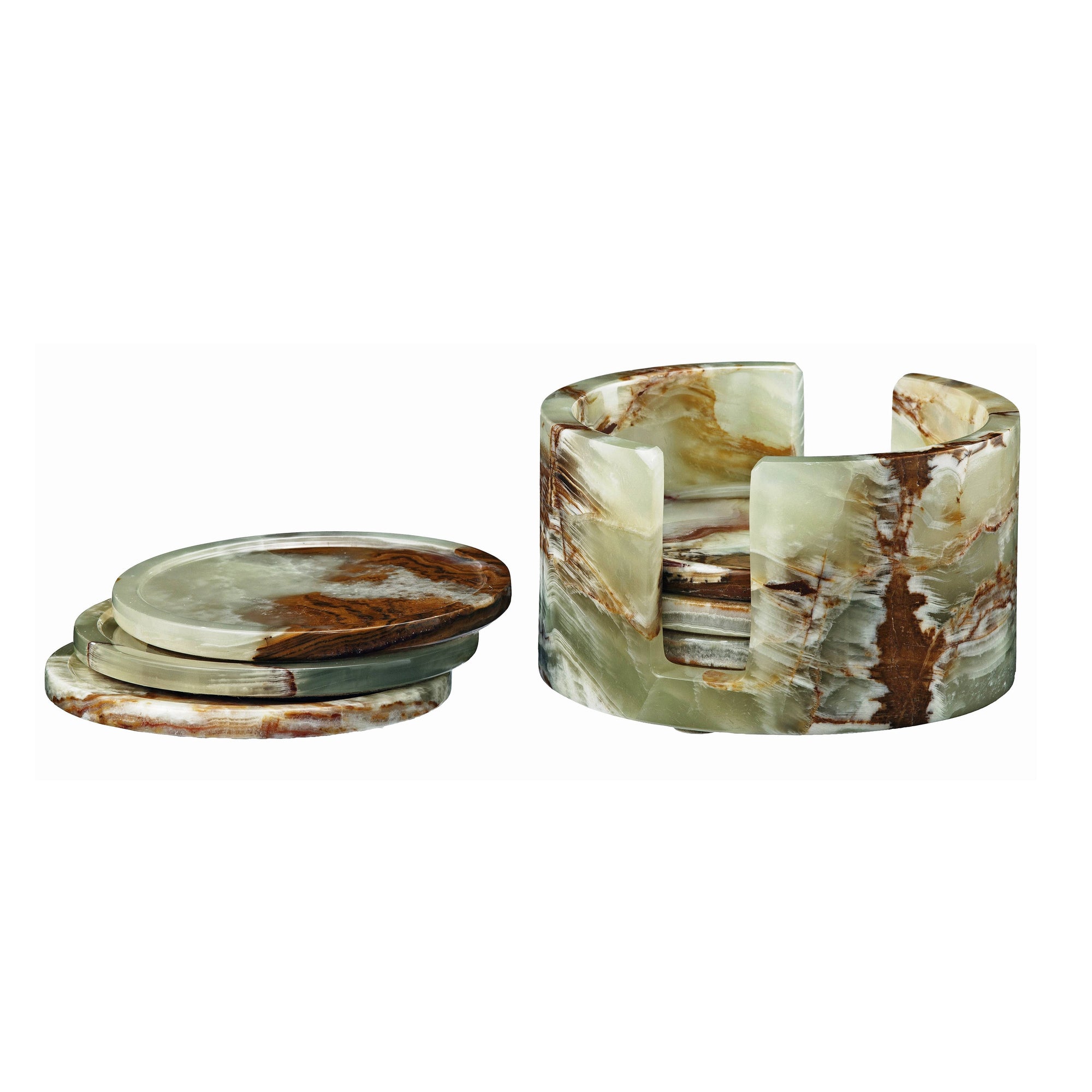 dionysus collection whirl green onyx 6 piece coaster set