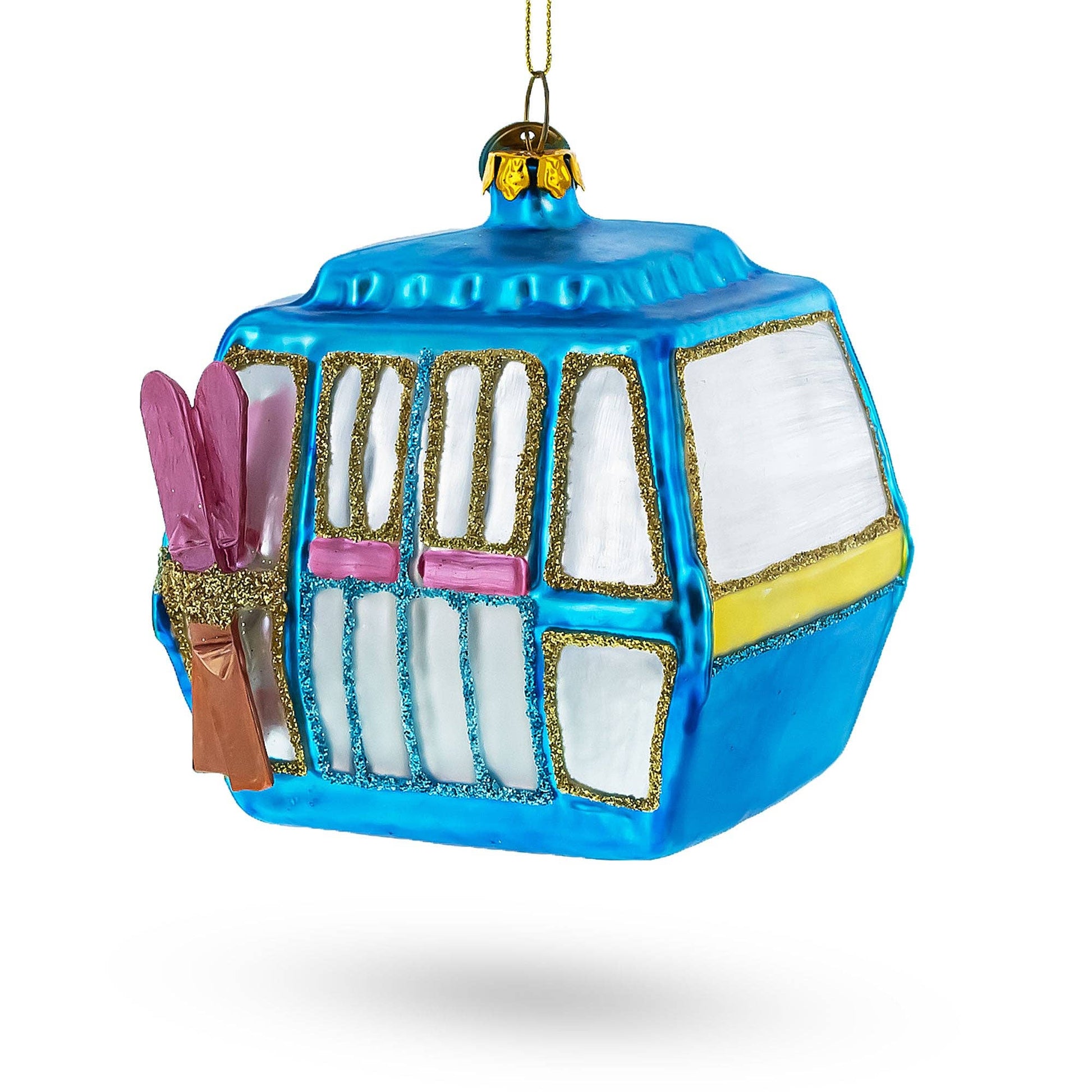 mountain bliss ski gondola glass ornament
