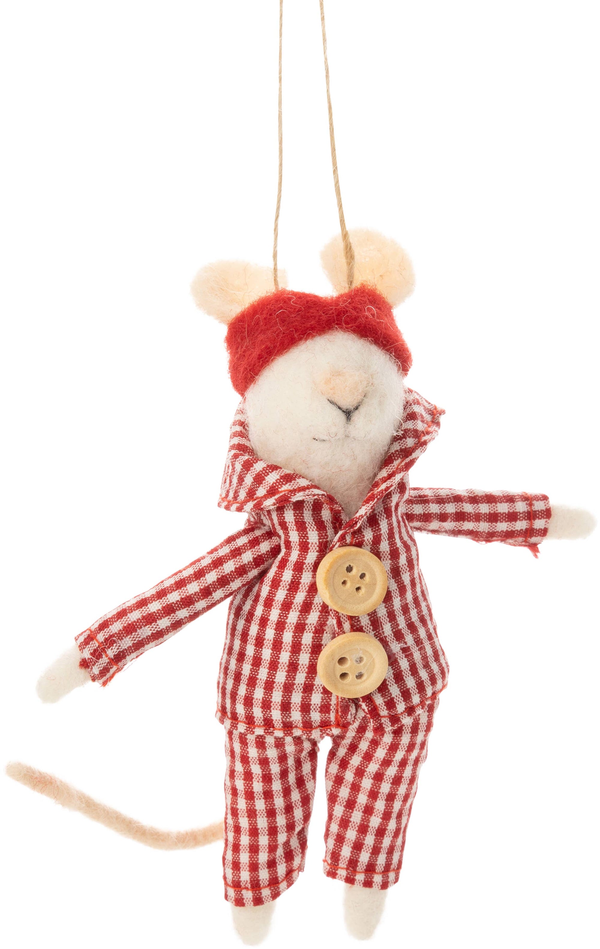 gingham jammies sleep mask mouse ornament