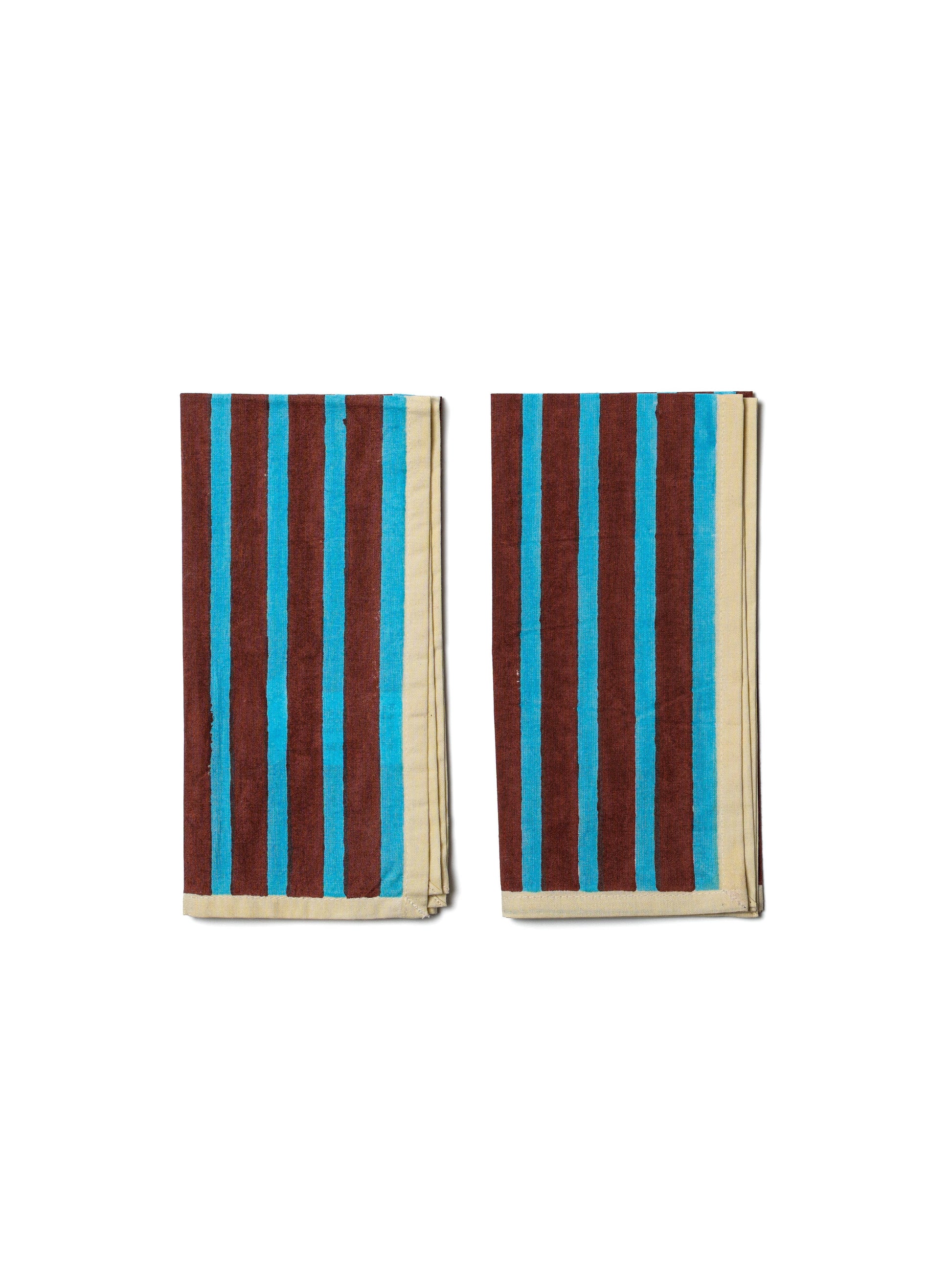 block stripe napkins - cyan / russet