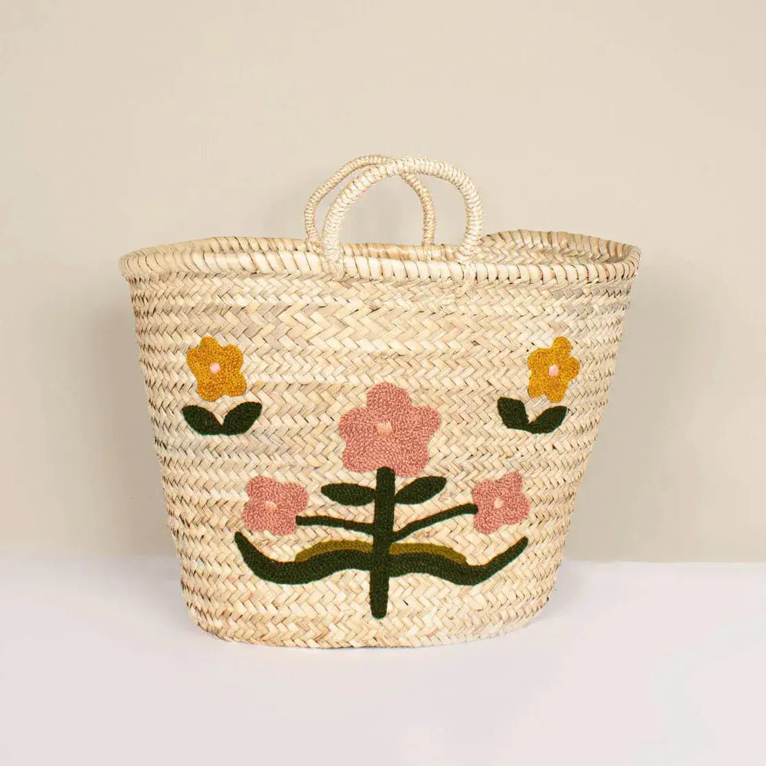 blossom elegance: handcrafted woven tote bag