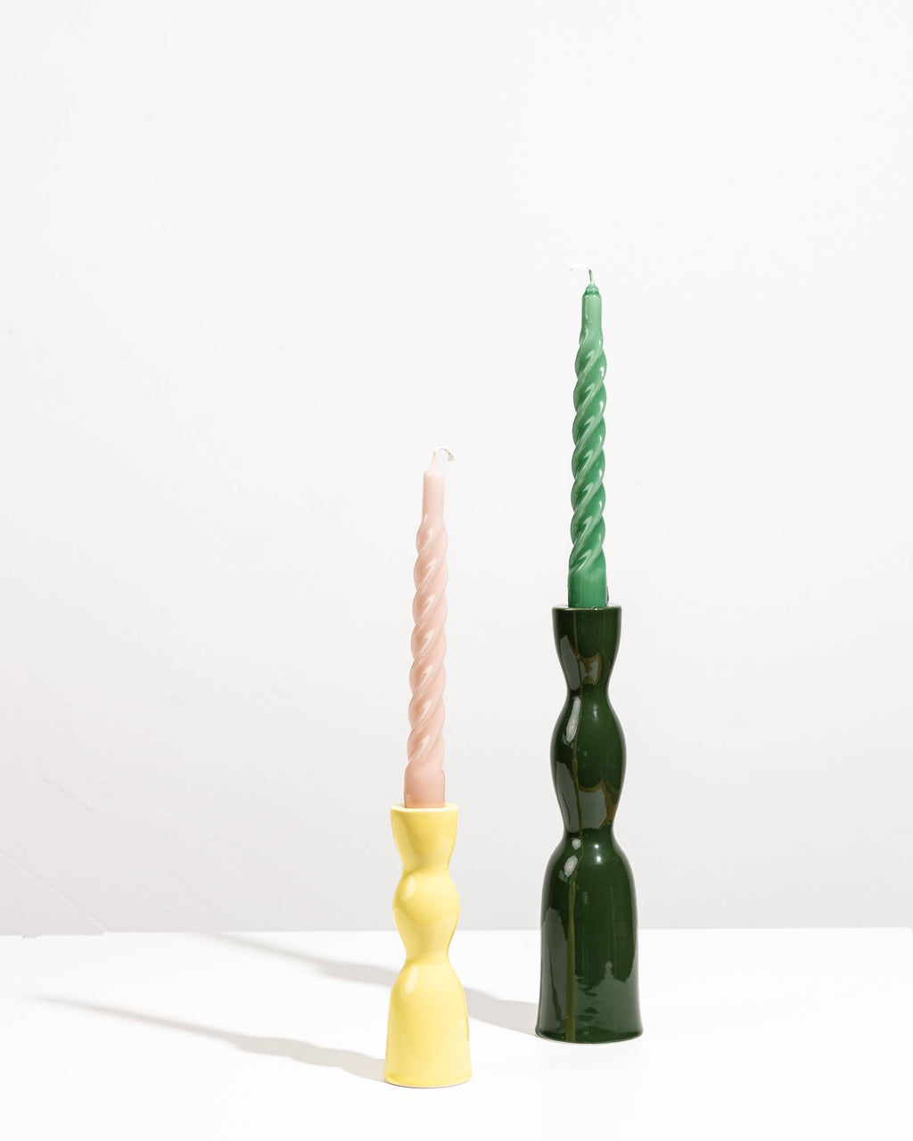 wave candleholder low - yellow