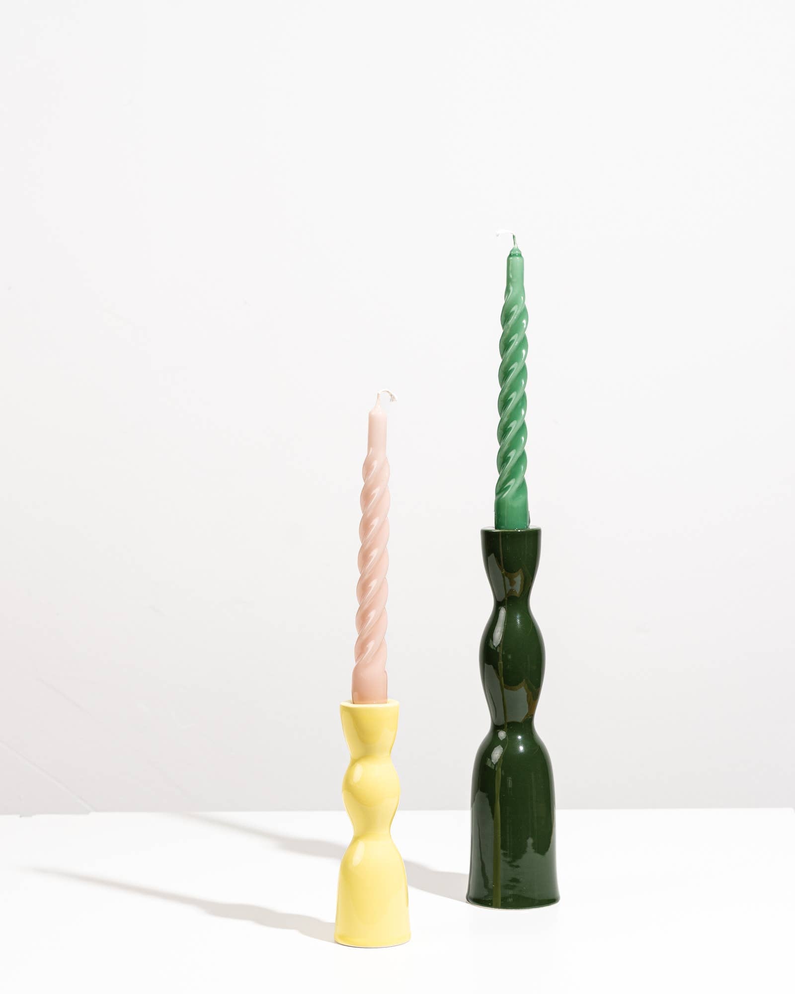 wave candleholder low - yellow