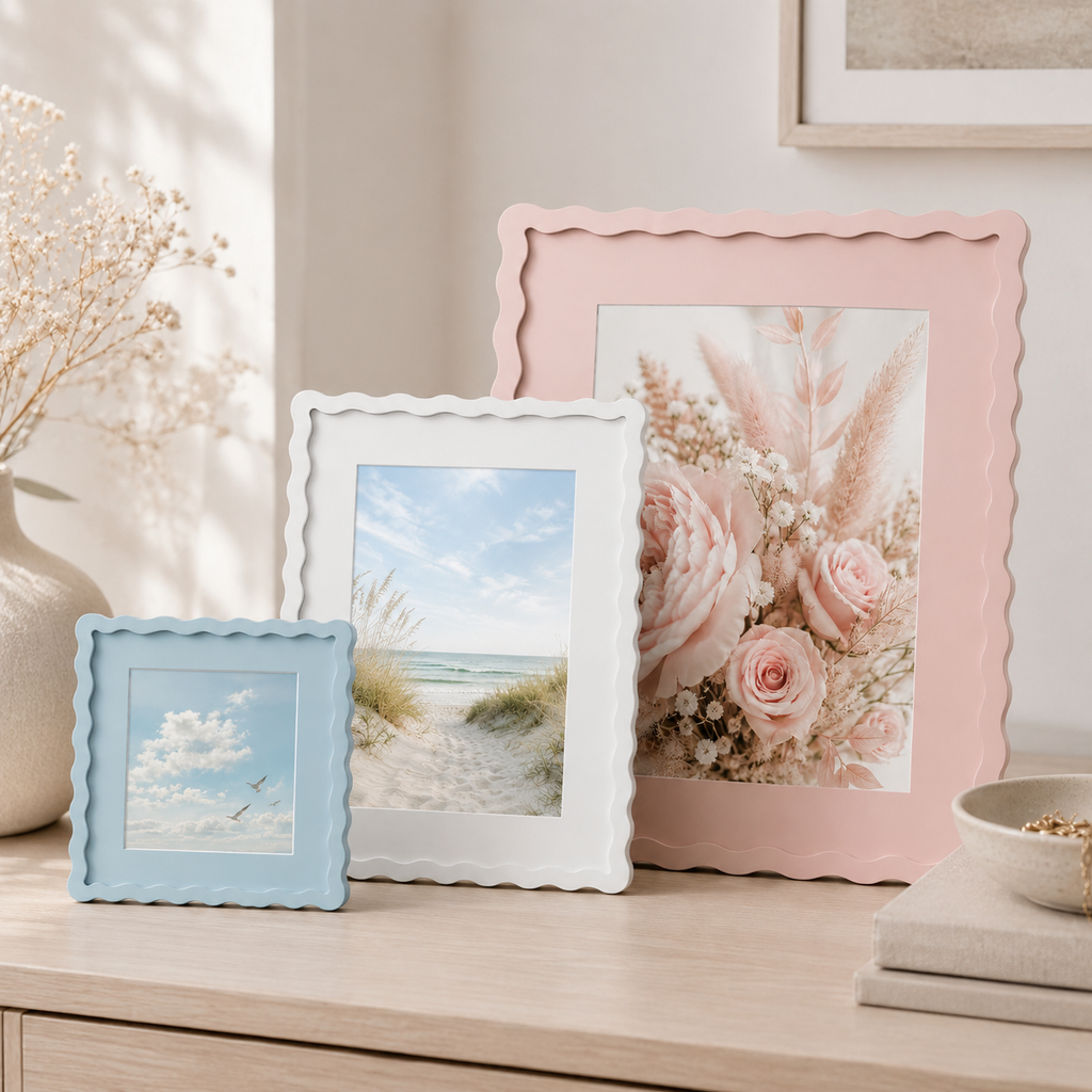 Colorful Wavy Edge MDF Wood Frame | Matte Painted Finish