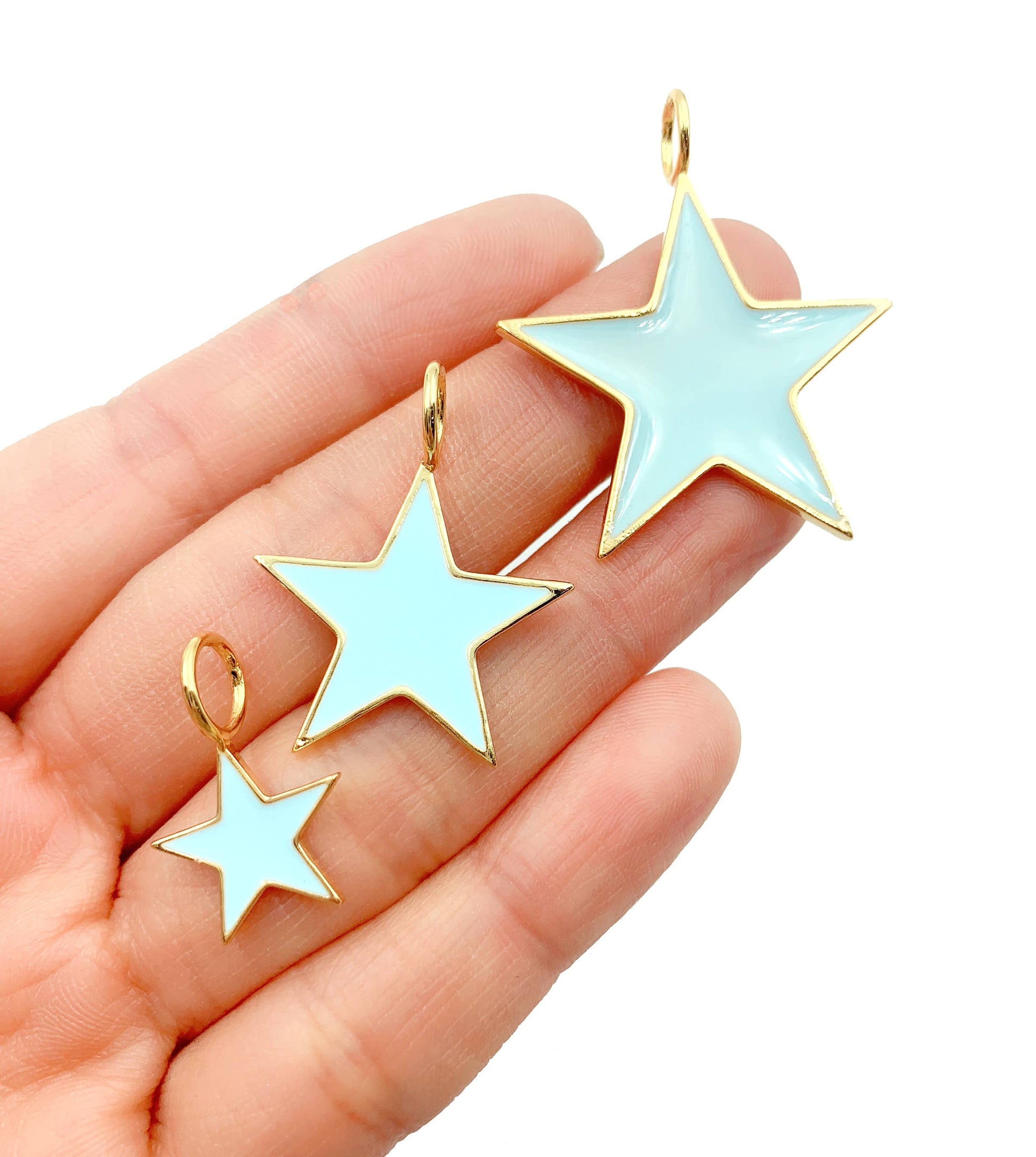 light blue enamel star charm gold filled