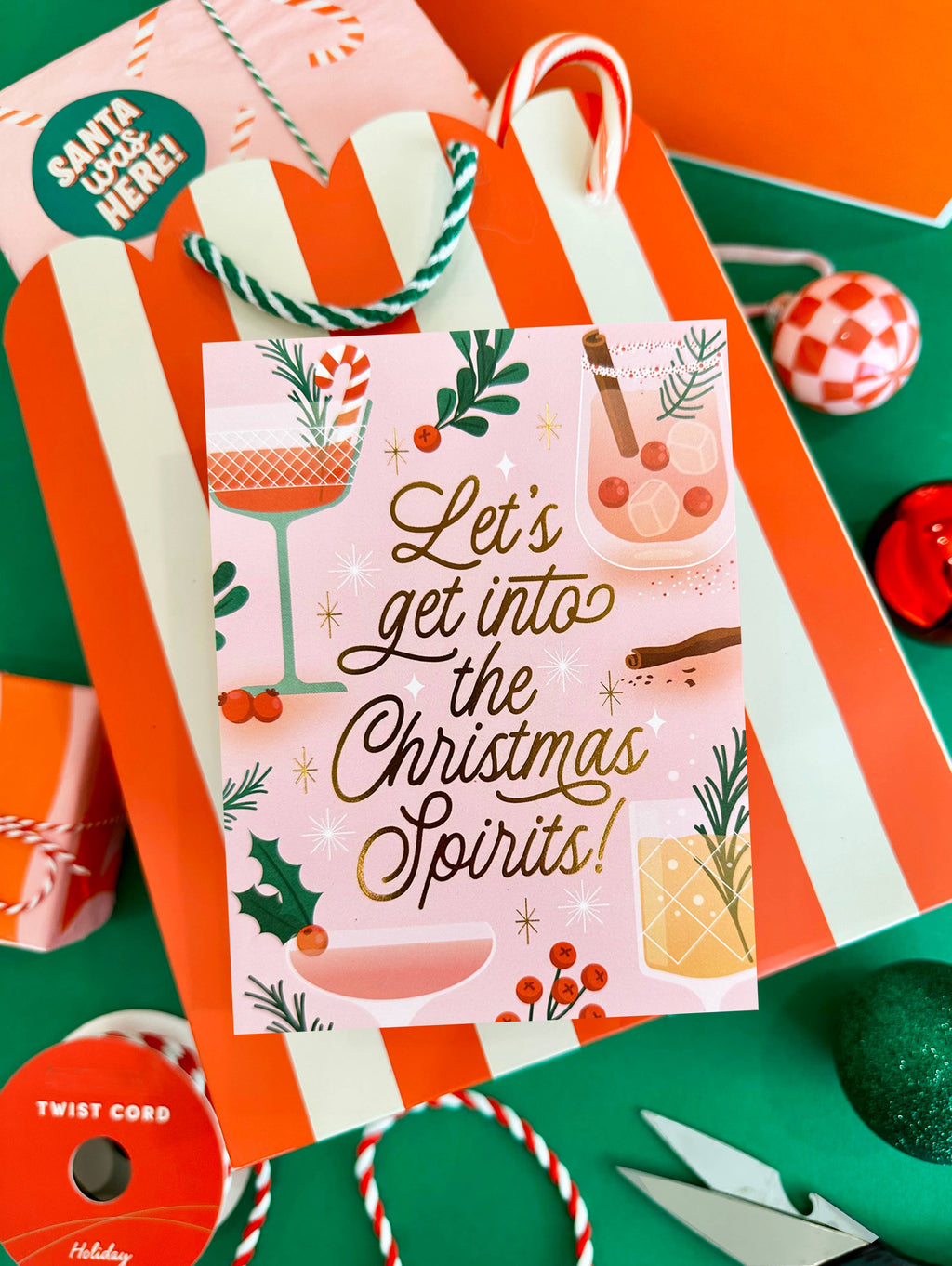 holiday stripe scallop gift bag