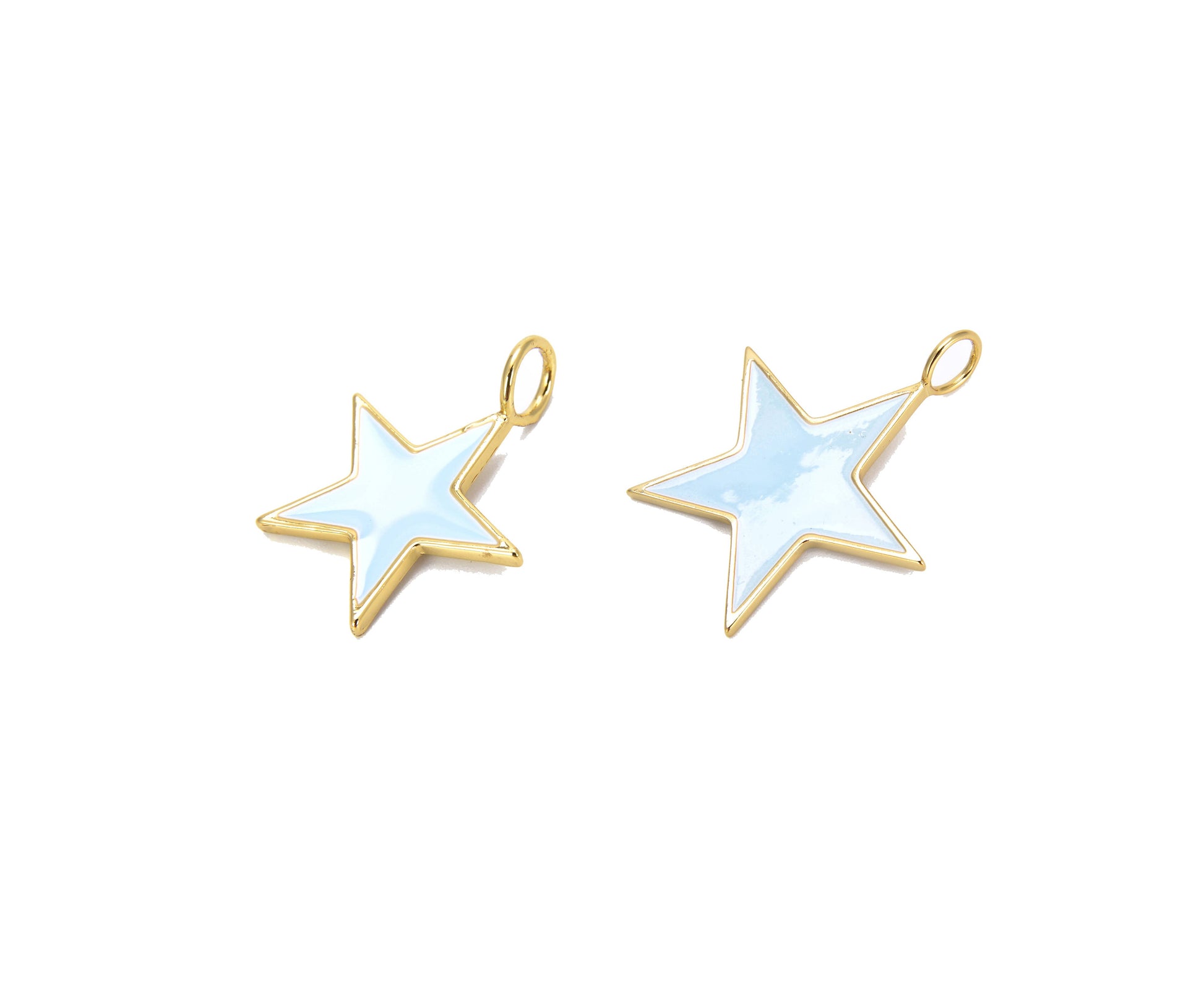 light blue enamel star charm gold filled