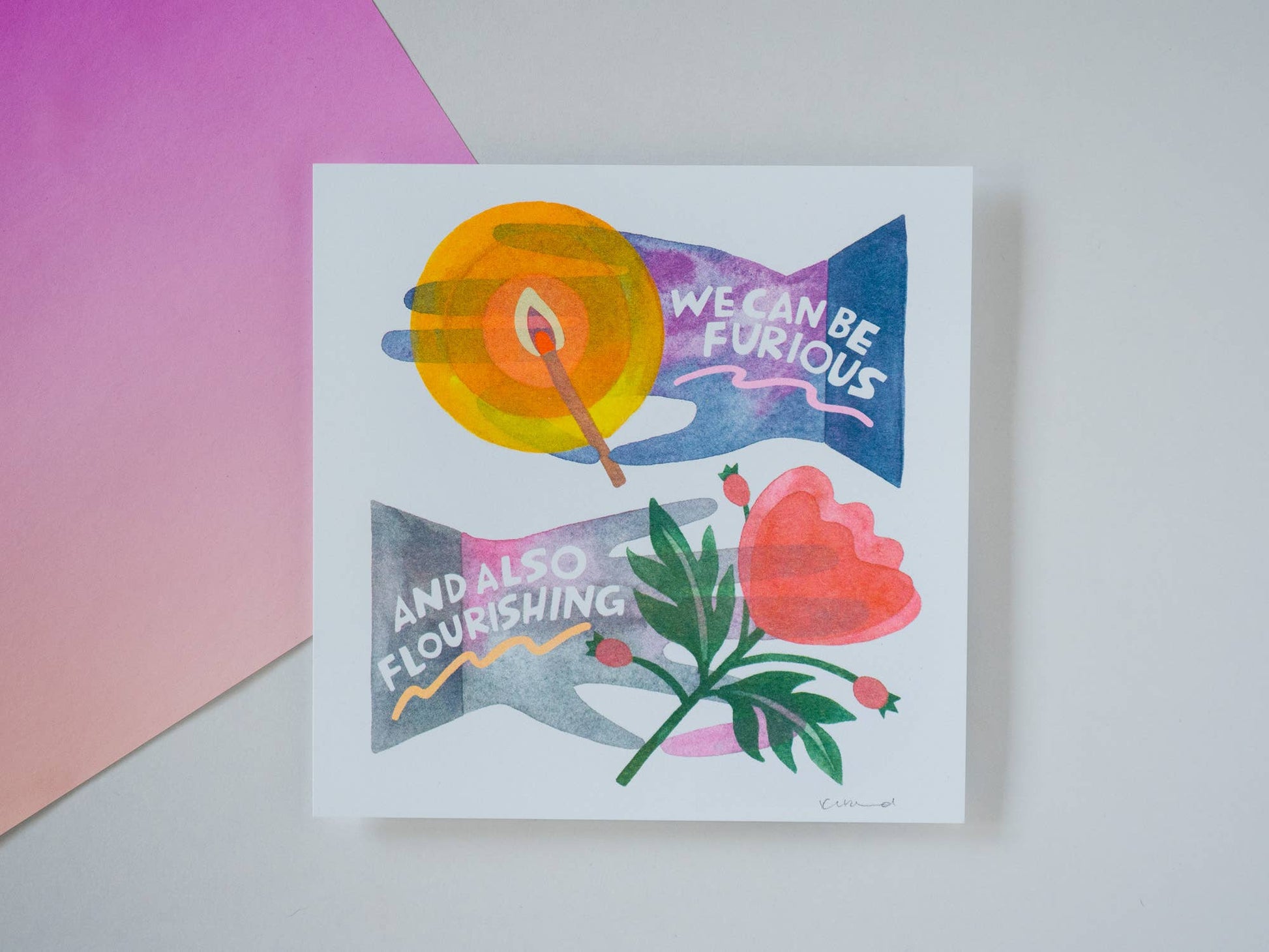 we can be furious and also flourishing - risograph art print