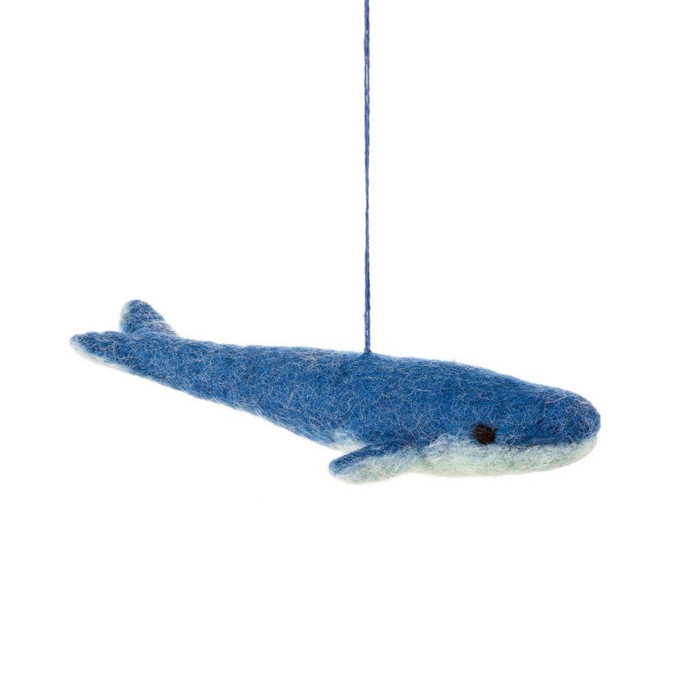 handmade felt blue whale ornament