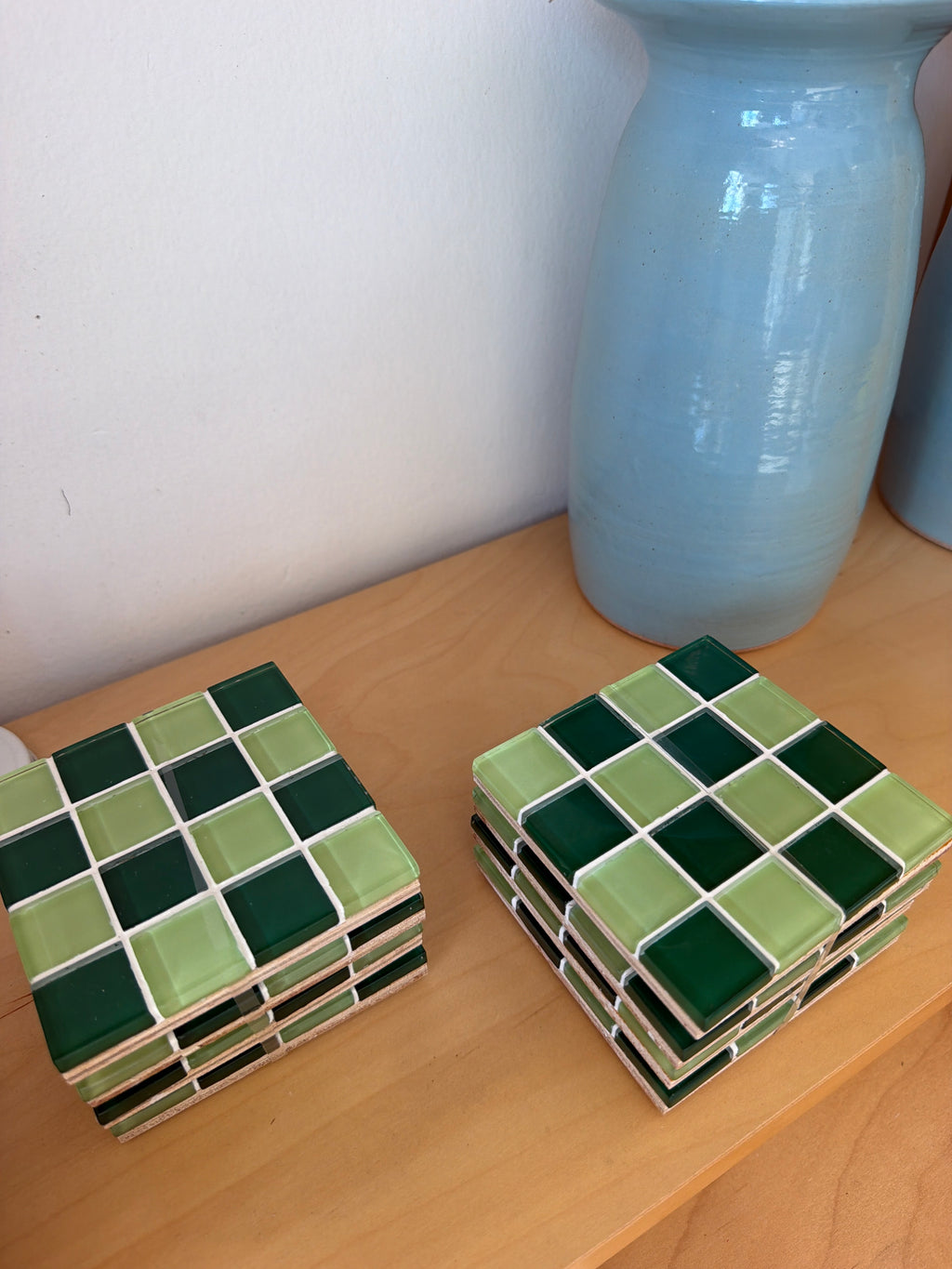 handmade glass tile coaster sets