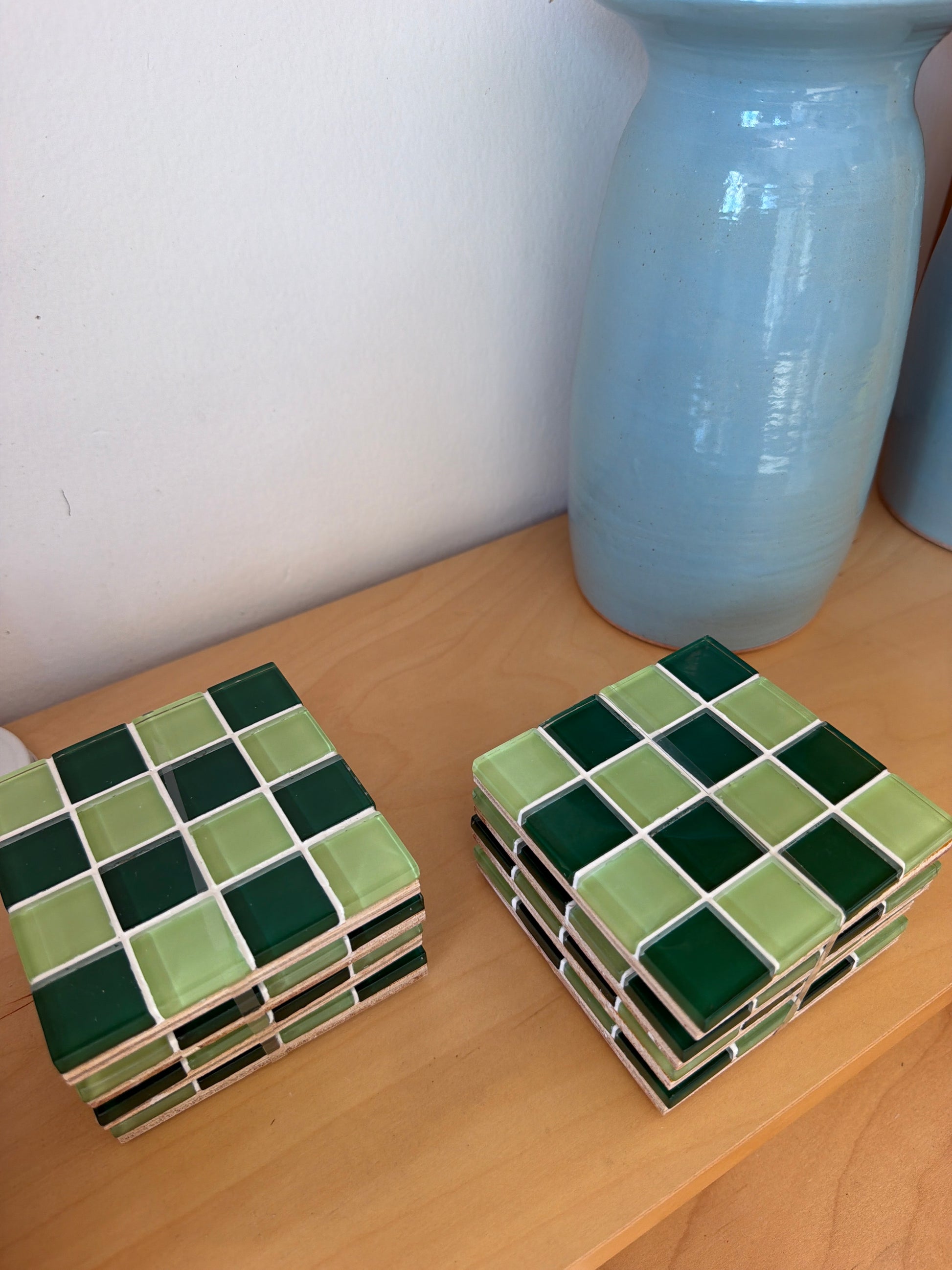 handmade glass tile coaster sets