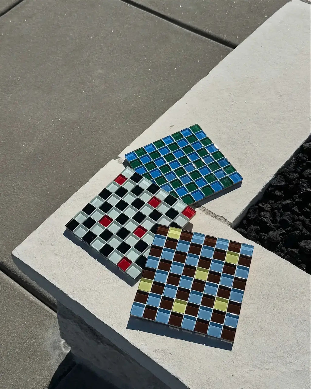 handmade glass tile chessboard (no chess pieces included)