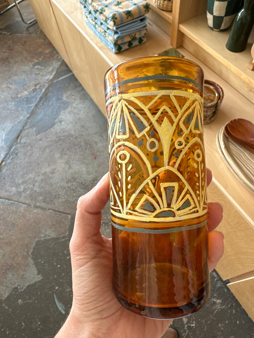 vintage hand painted southwestern drinking glasses s/4