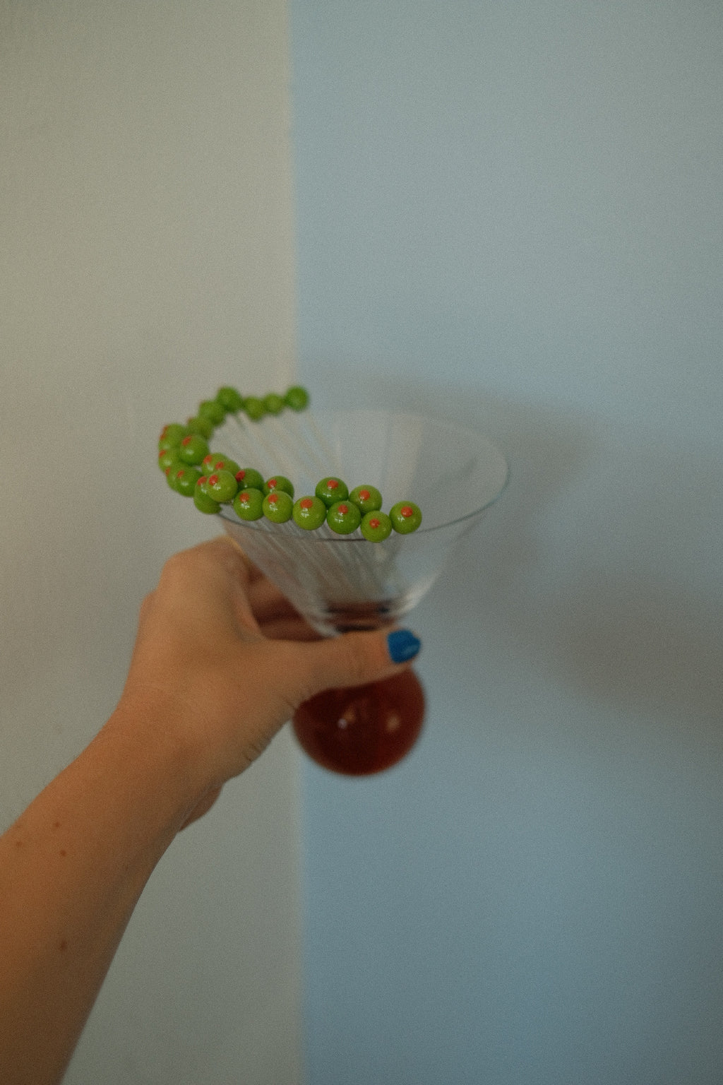 hand blown olive cocktail picks