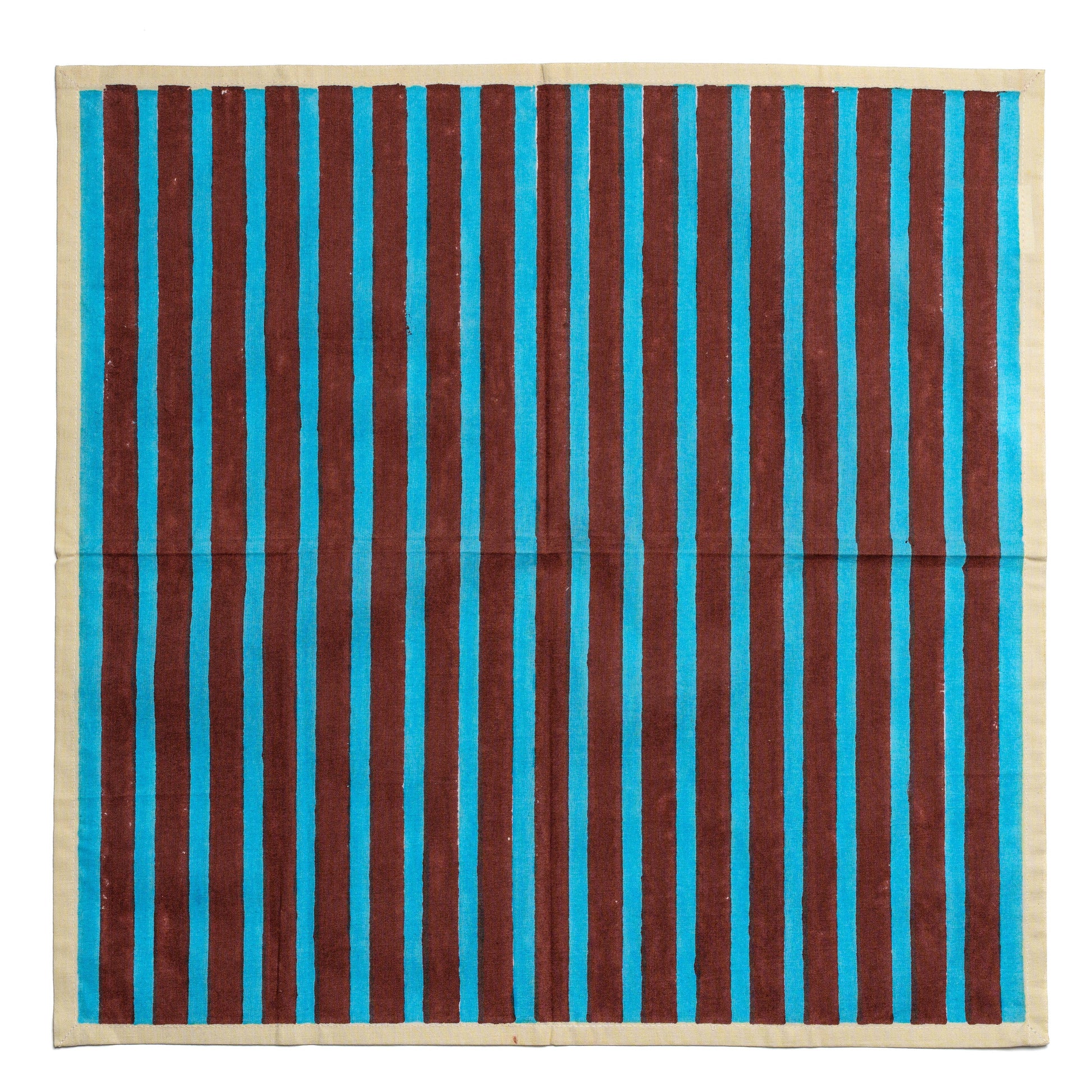block stripe napkins - cyan / russet