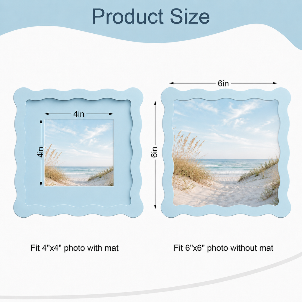 Colorful Wavy Edge MDF Wood Frame | Matte Painted Finish