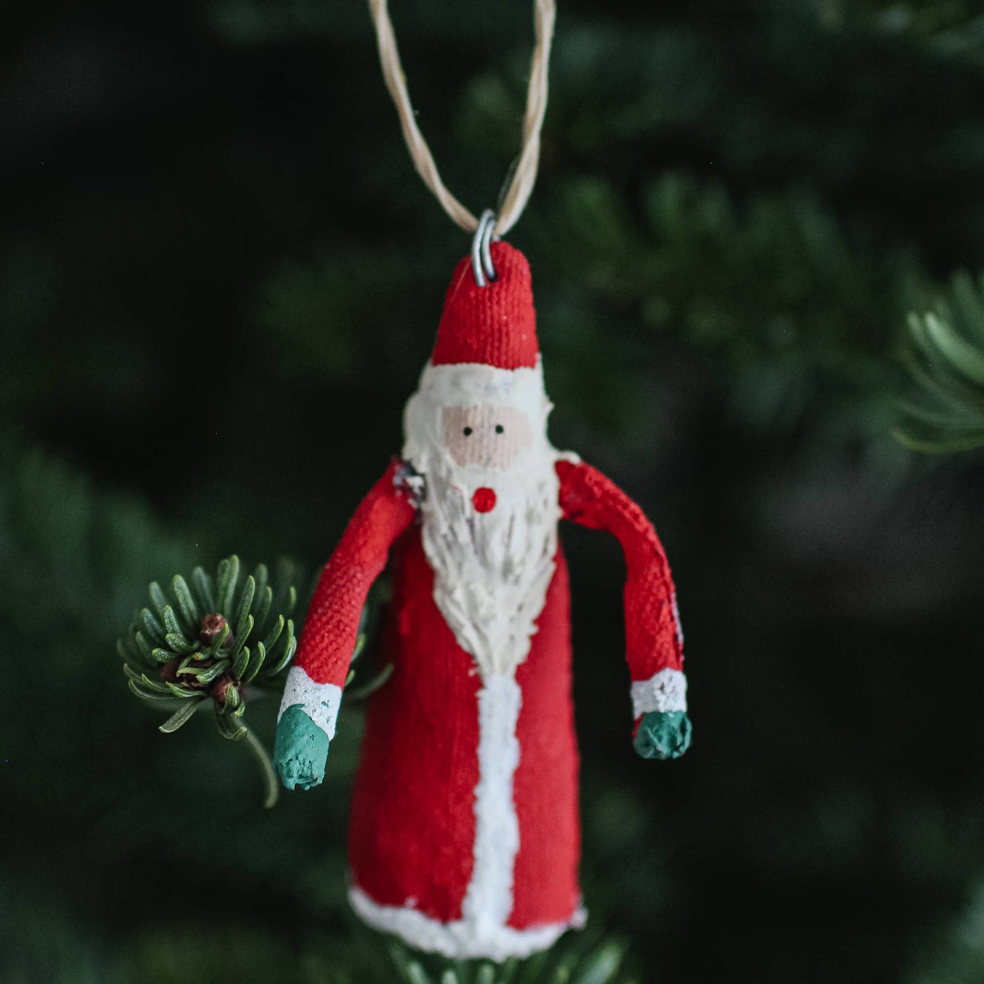 mini canvas santa ornament