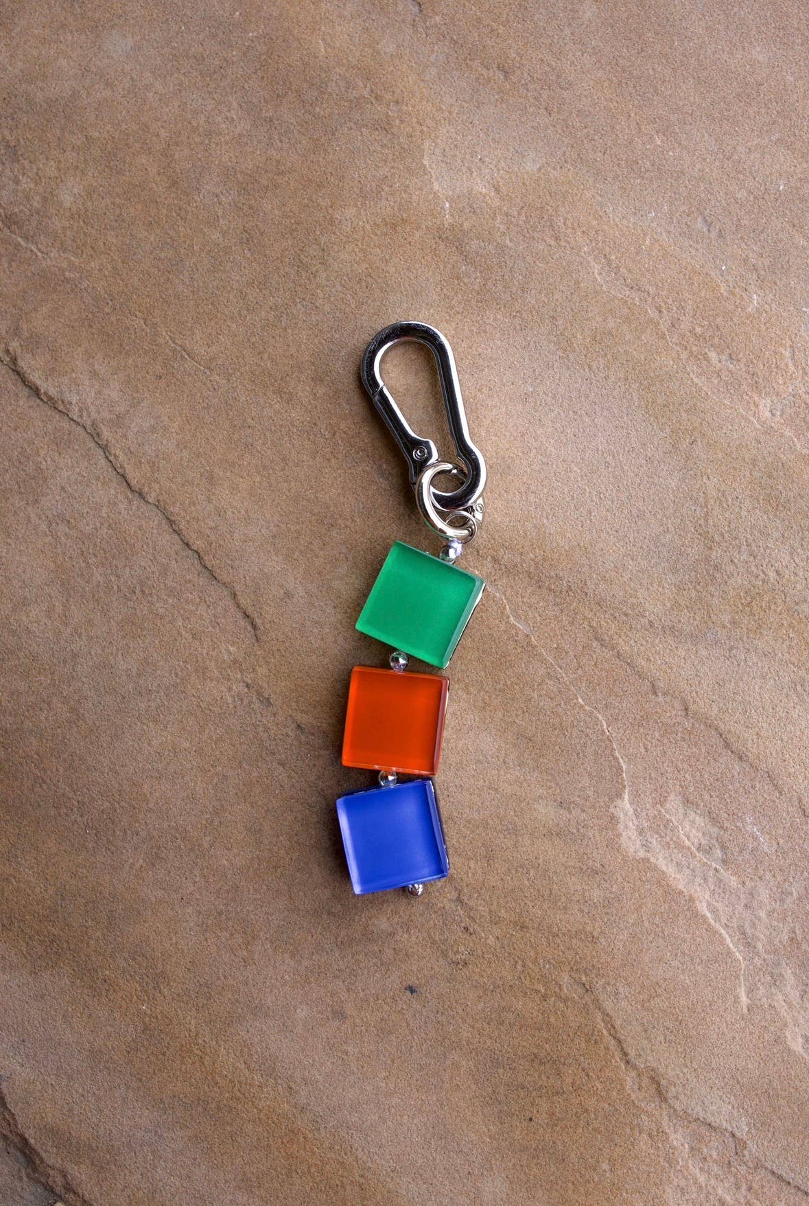 handmade glass tile bag charm / keychain