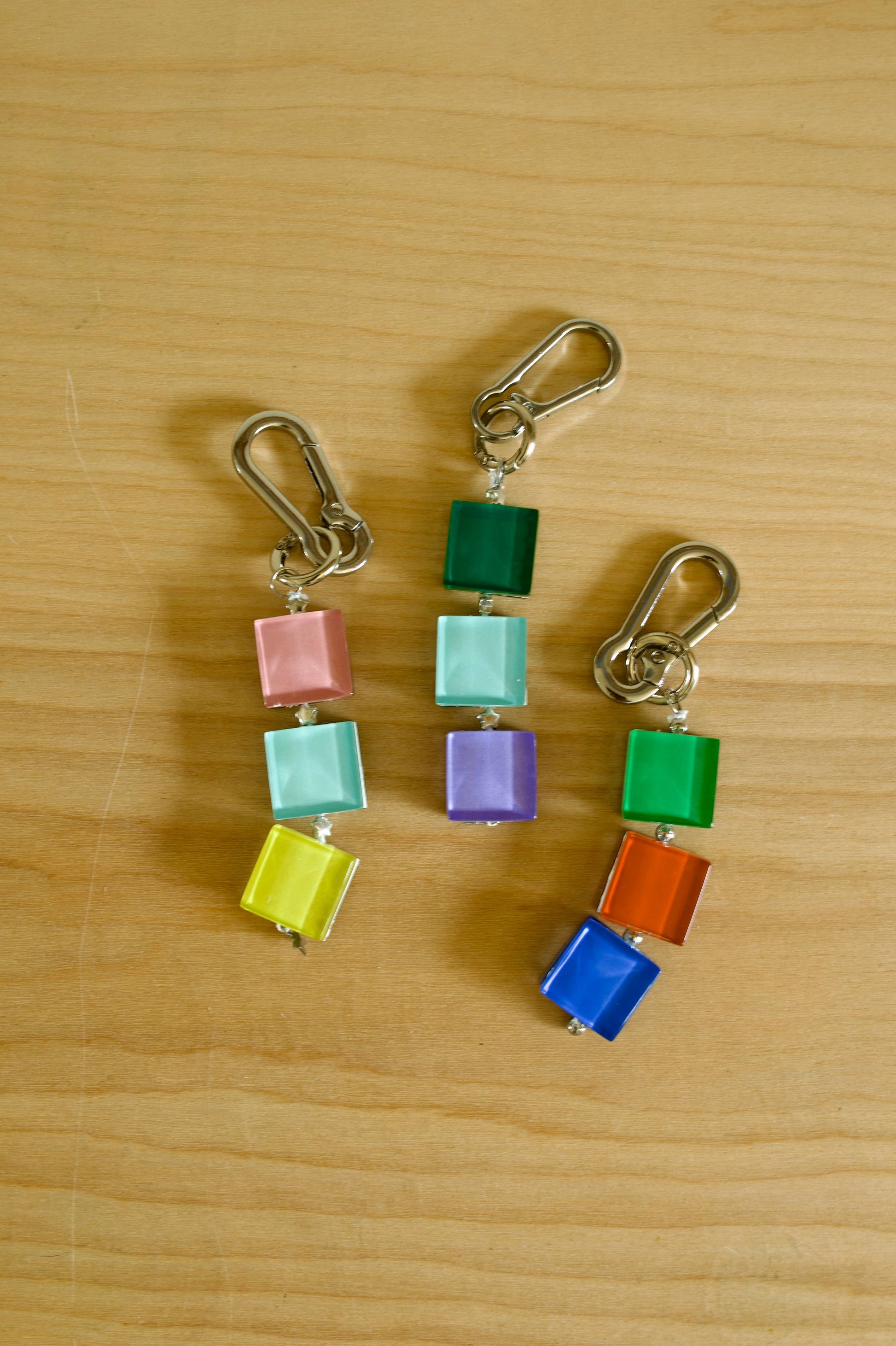 handmade glass tile bag charm / keychain