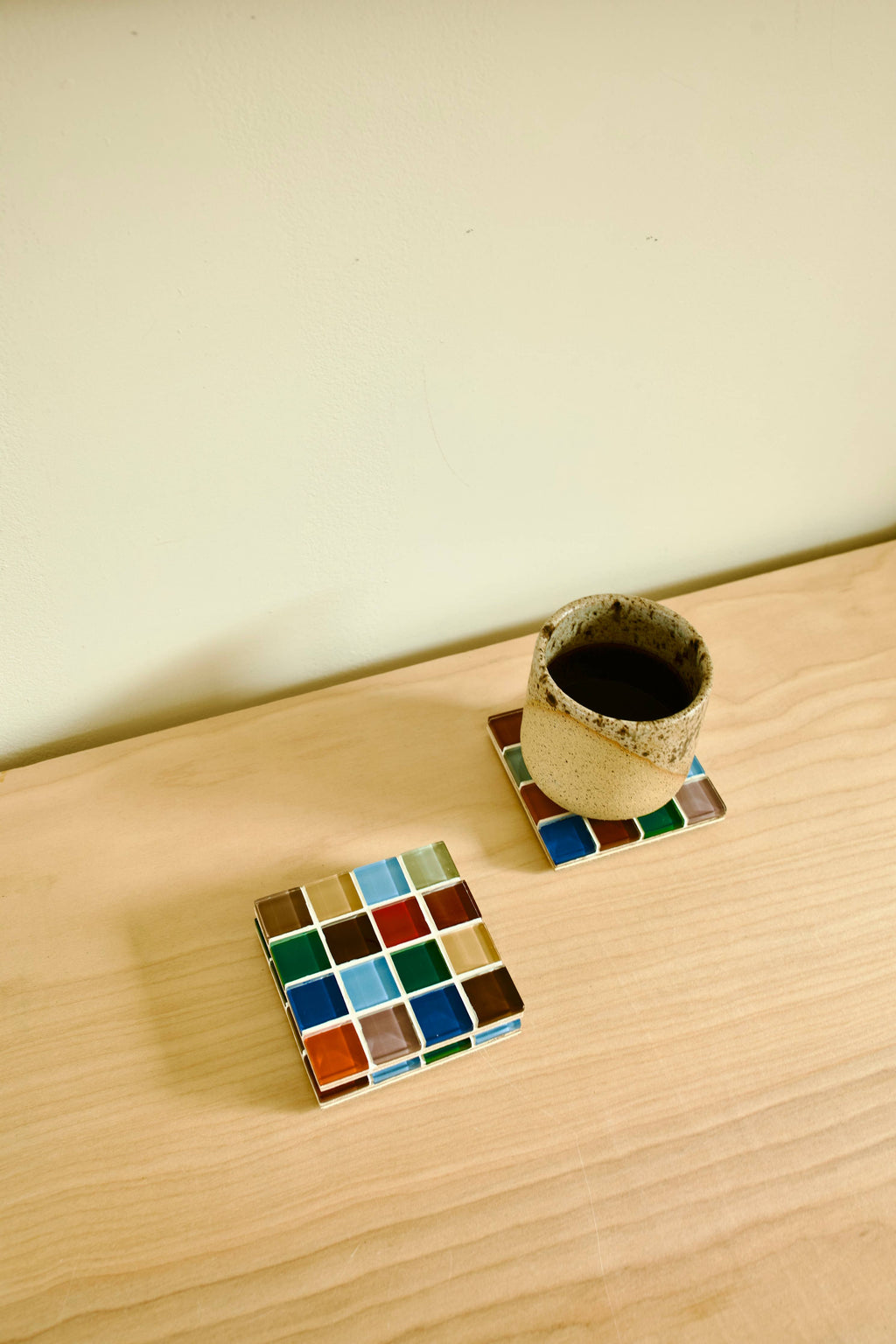 handmade glass tile coaster set - vintage (set of 4)