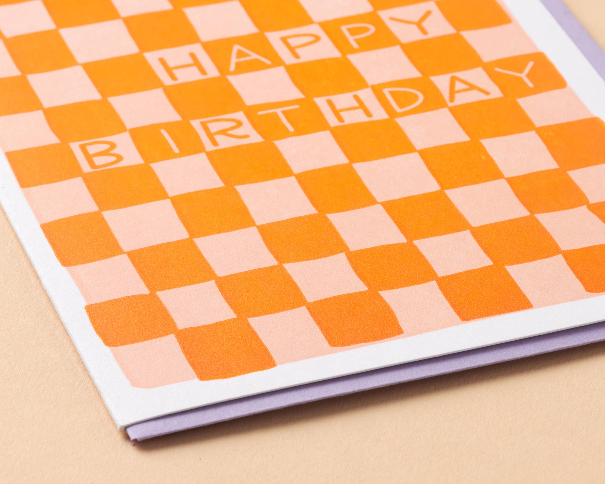 checkerboard birthday letterpress greeting card