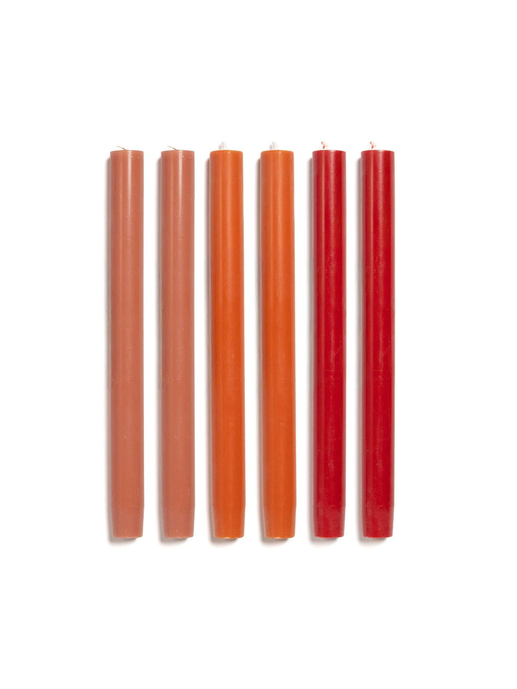 solid dinner candles set 6 / oranges and reds