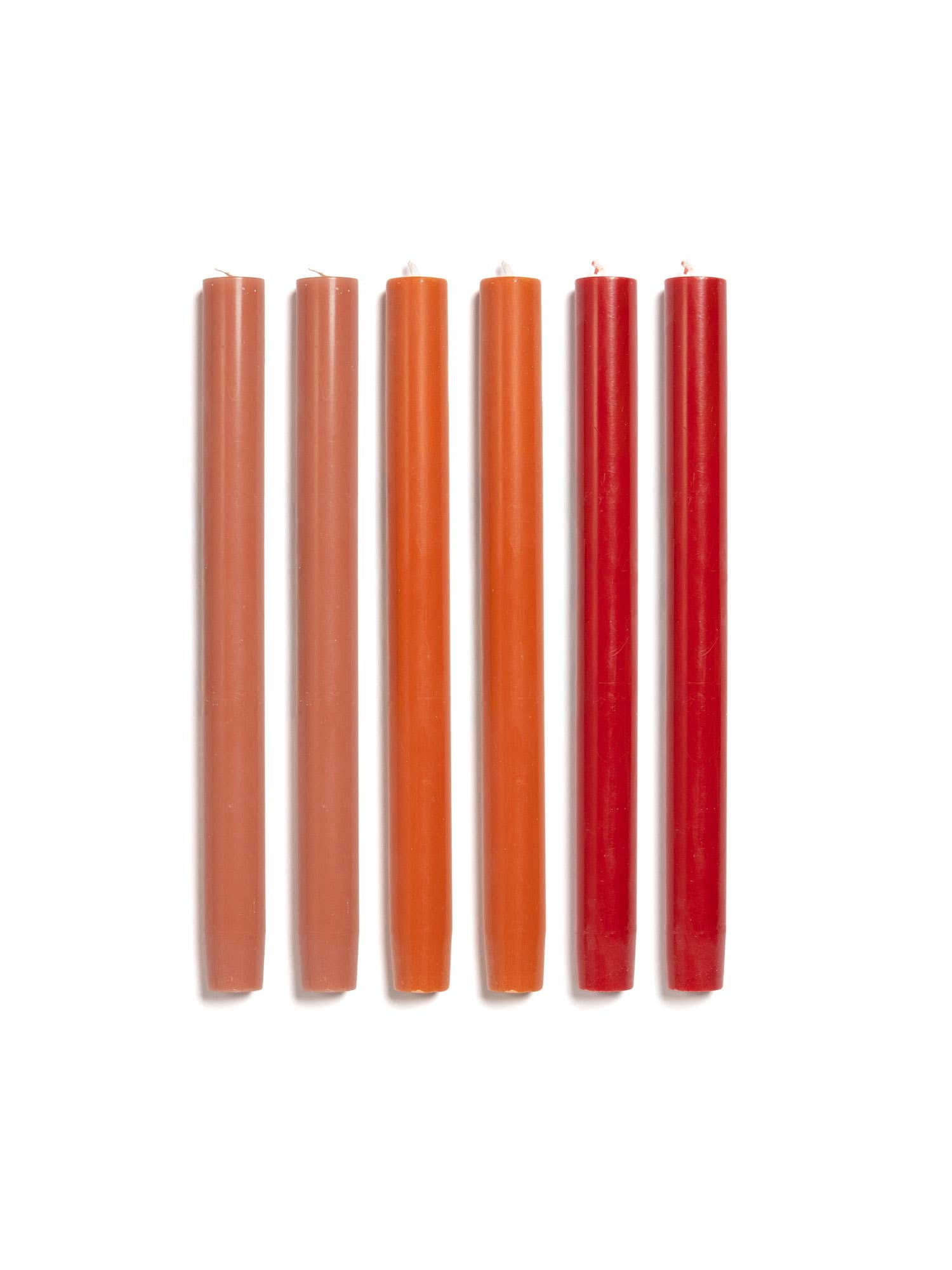 solid dinner candles set 6 / oranges and reds