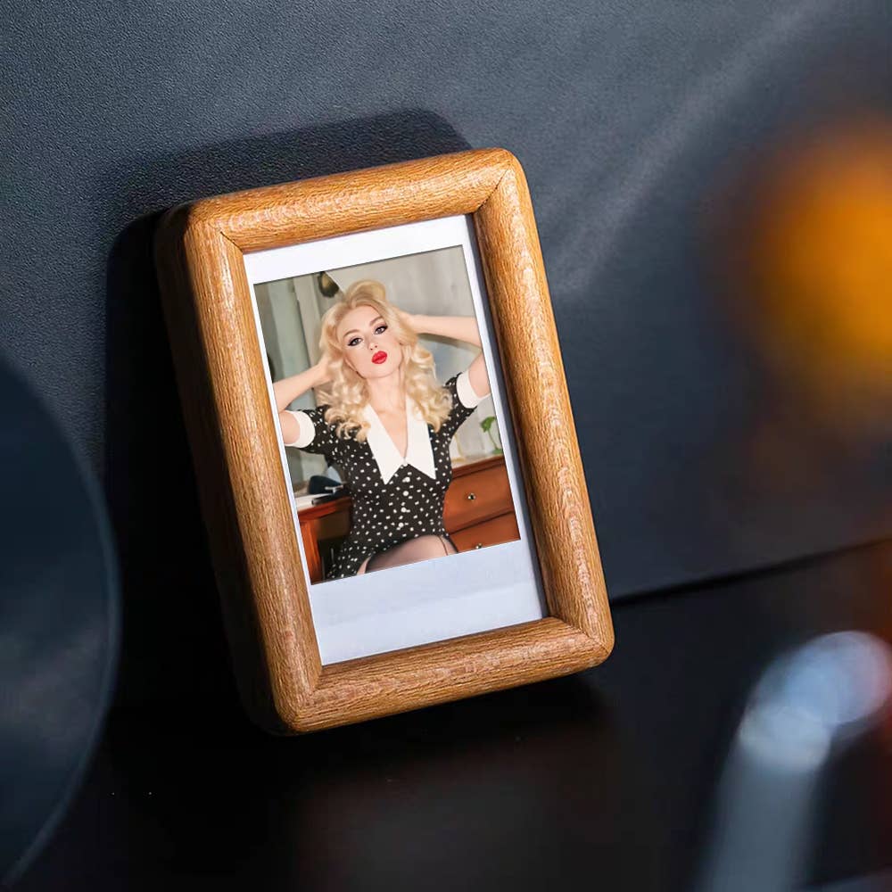 3" fridge magnet mini solid wood display frame