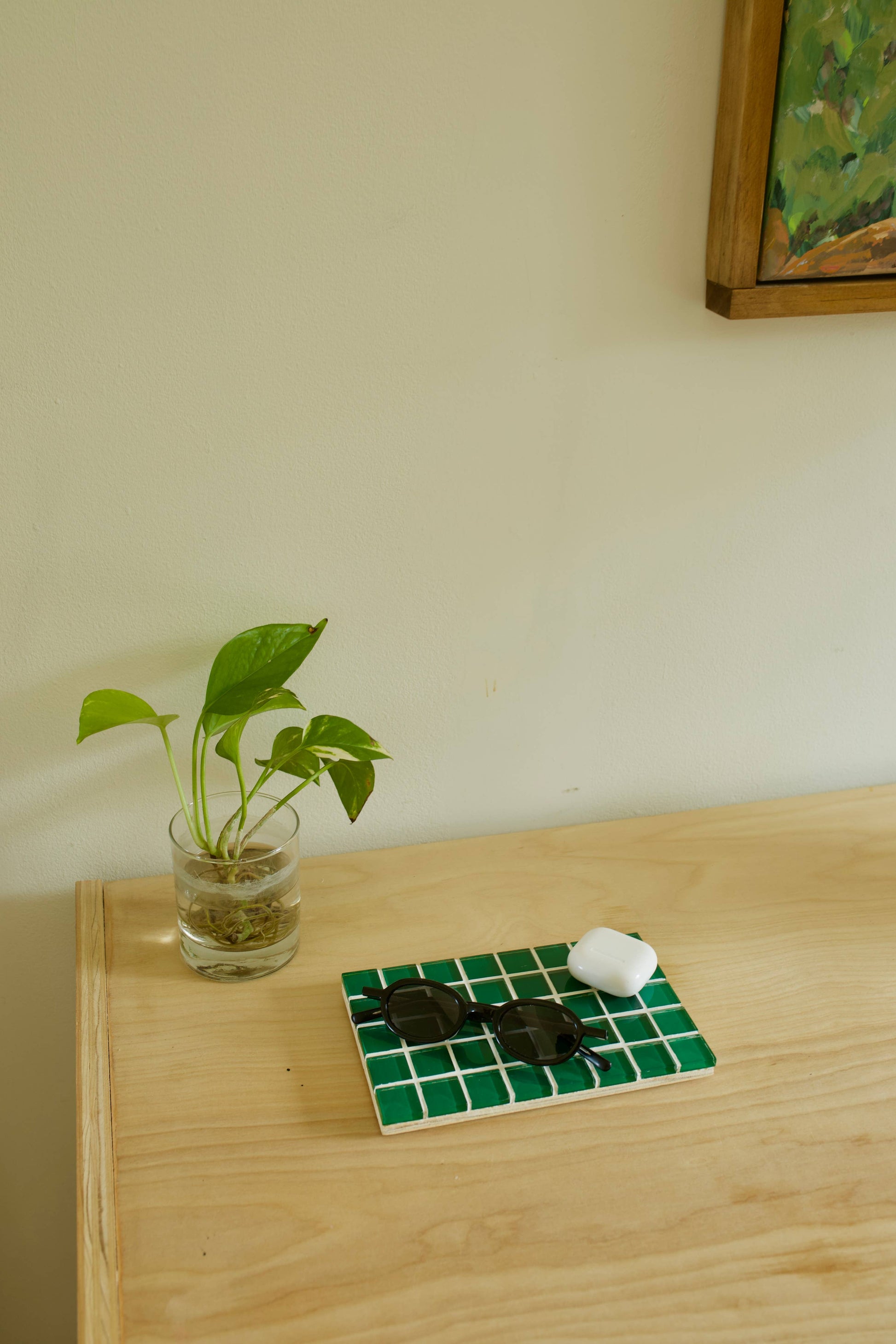 handmade glass tile display tray
