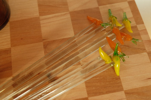 hand blown pepper cocktail stirrers
