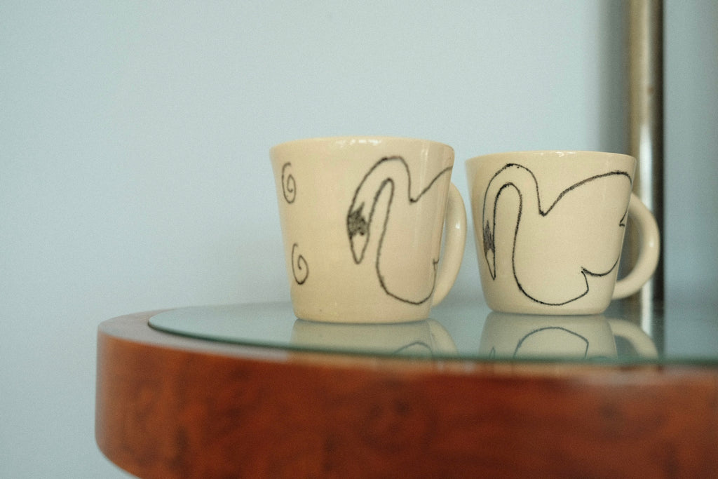 handmade swan mugs