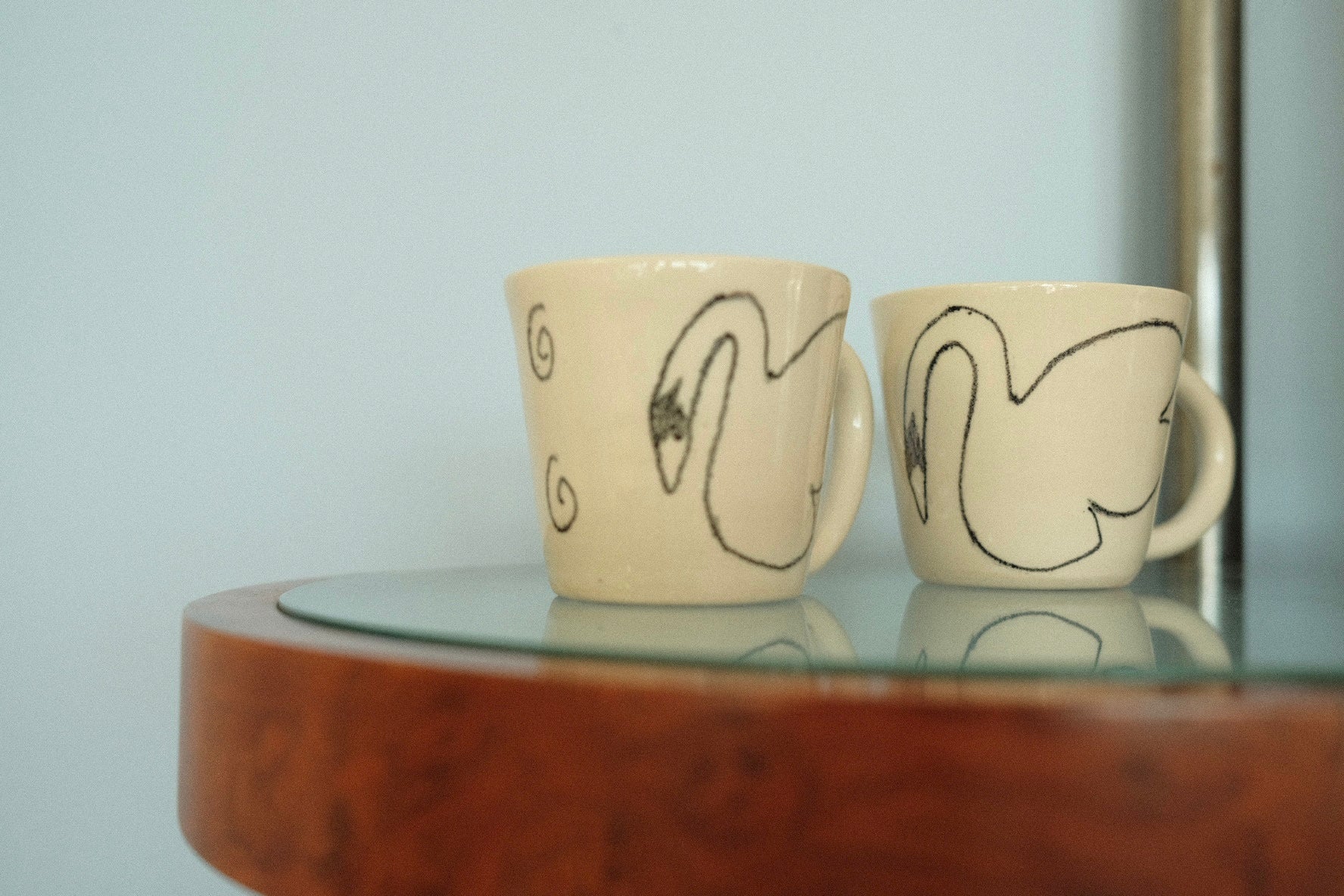 handmade swan mugs