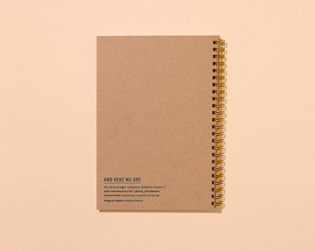 coneflower wildflower letterpress spiral A5 notebook