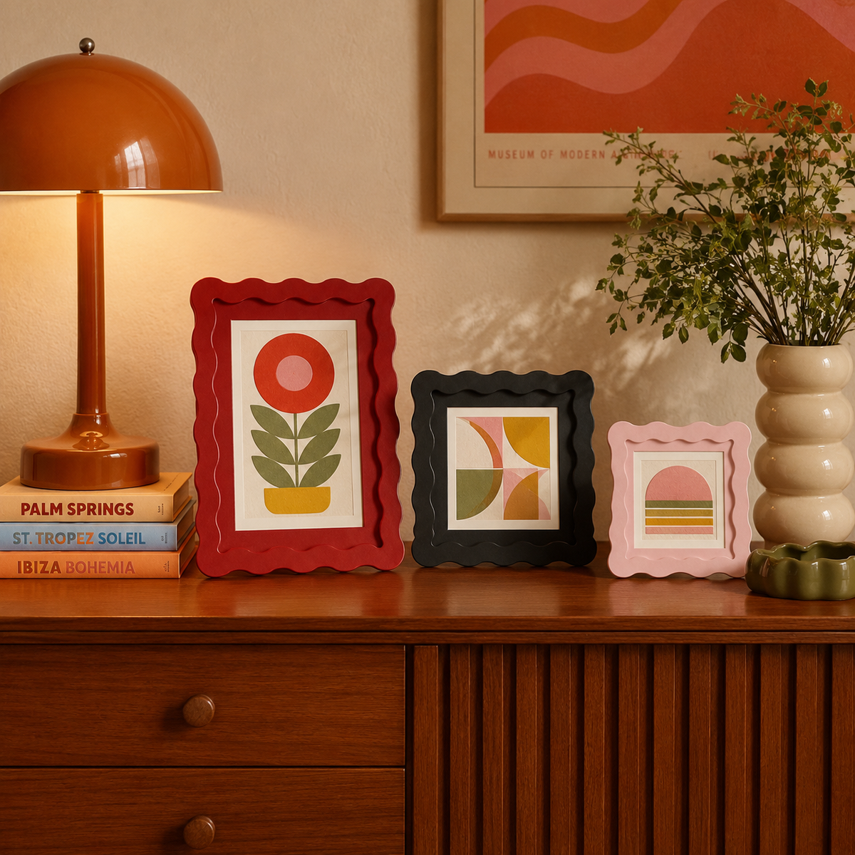Colorful Wavy Edge MDF Wood Frame | Matte Painted Finish