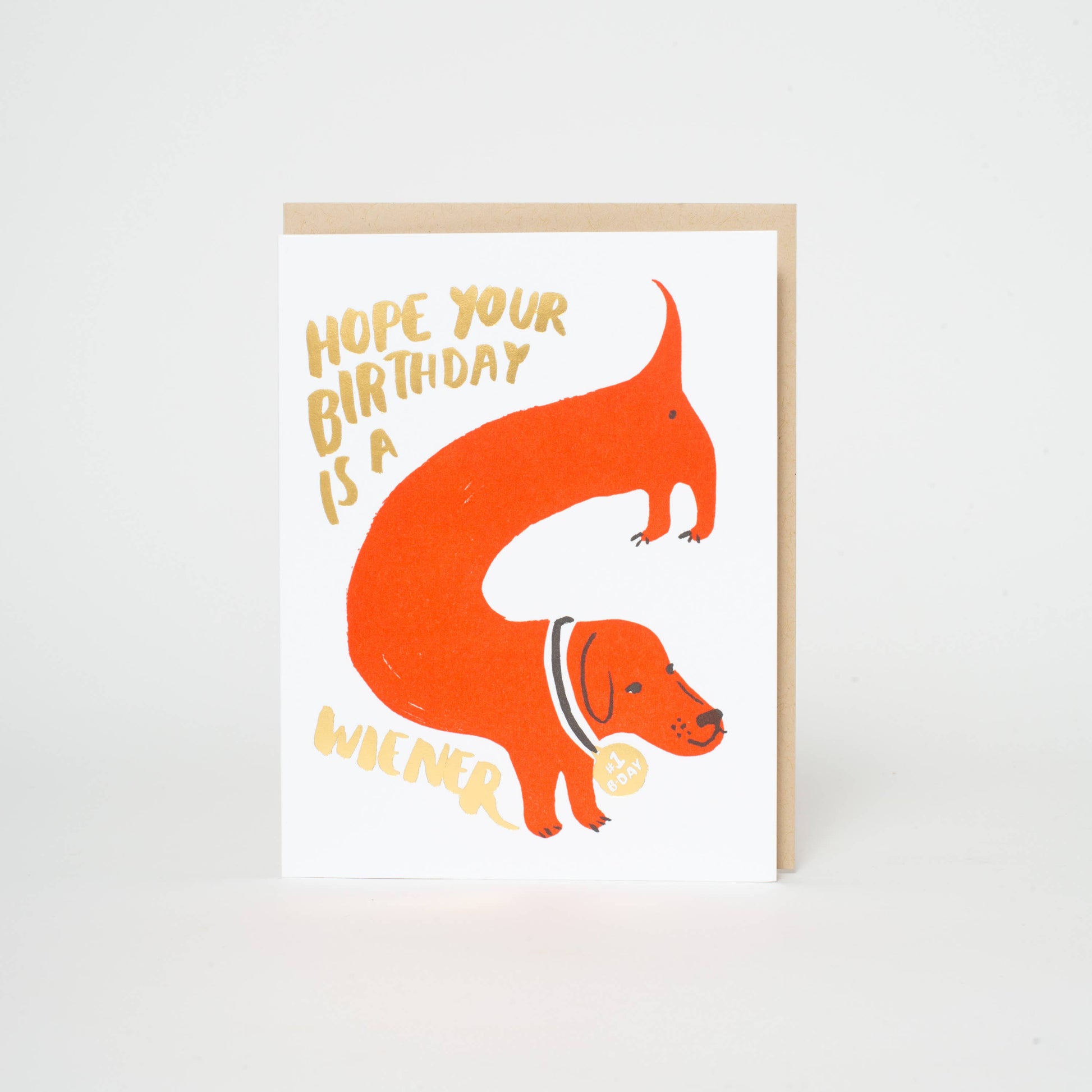 wiener birthday dog letterpress greeting card