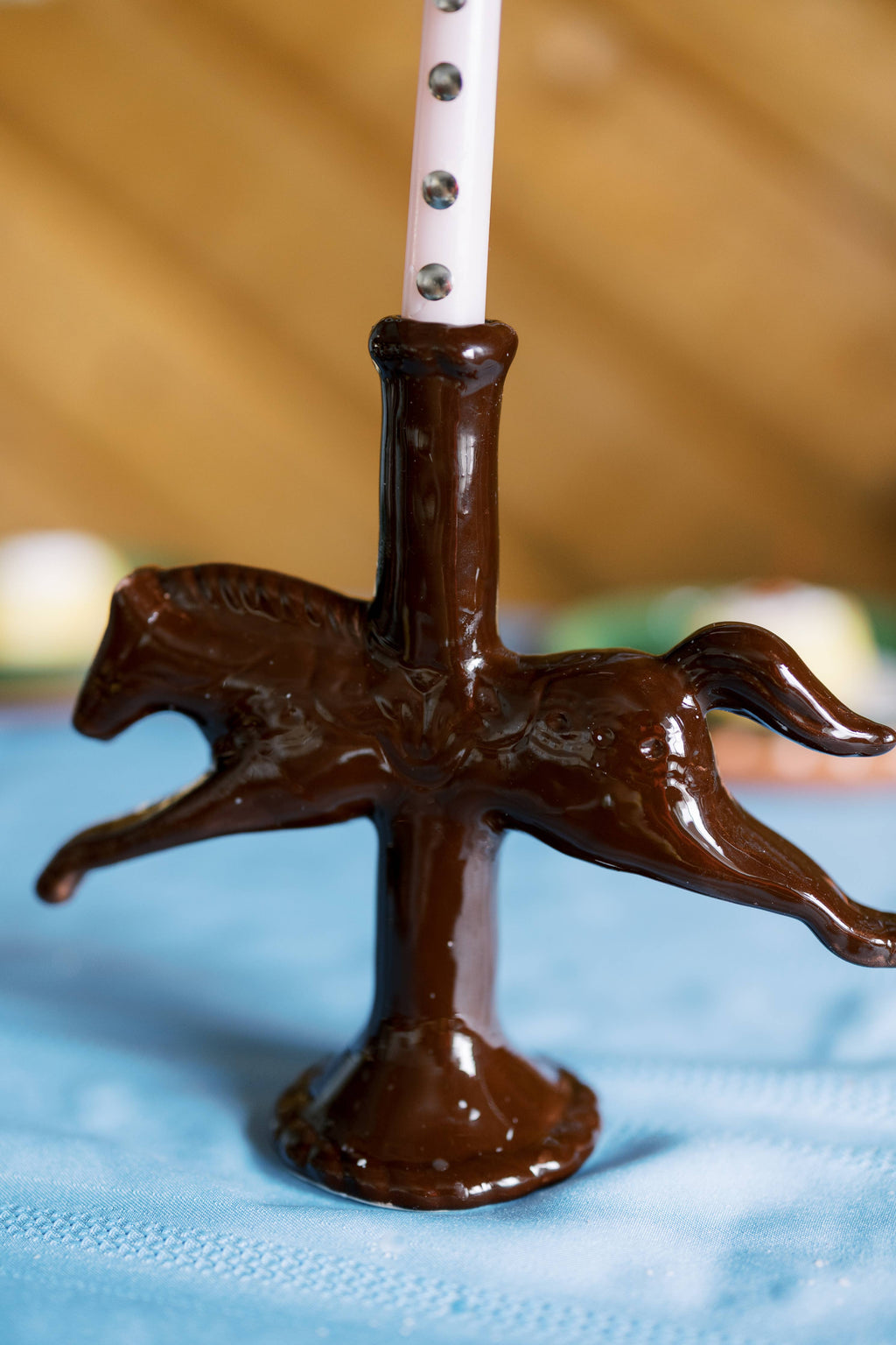 dala horse candlestick holder | ceramic candlestick