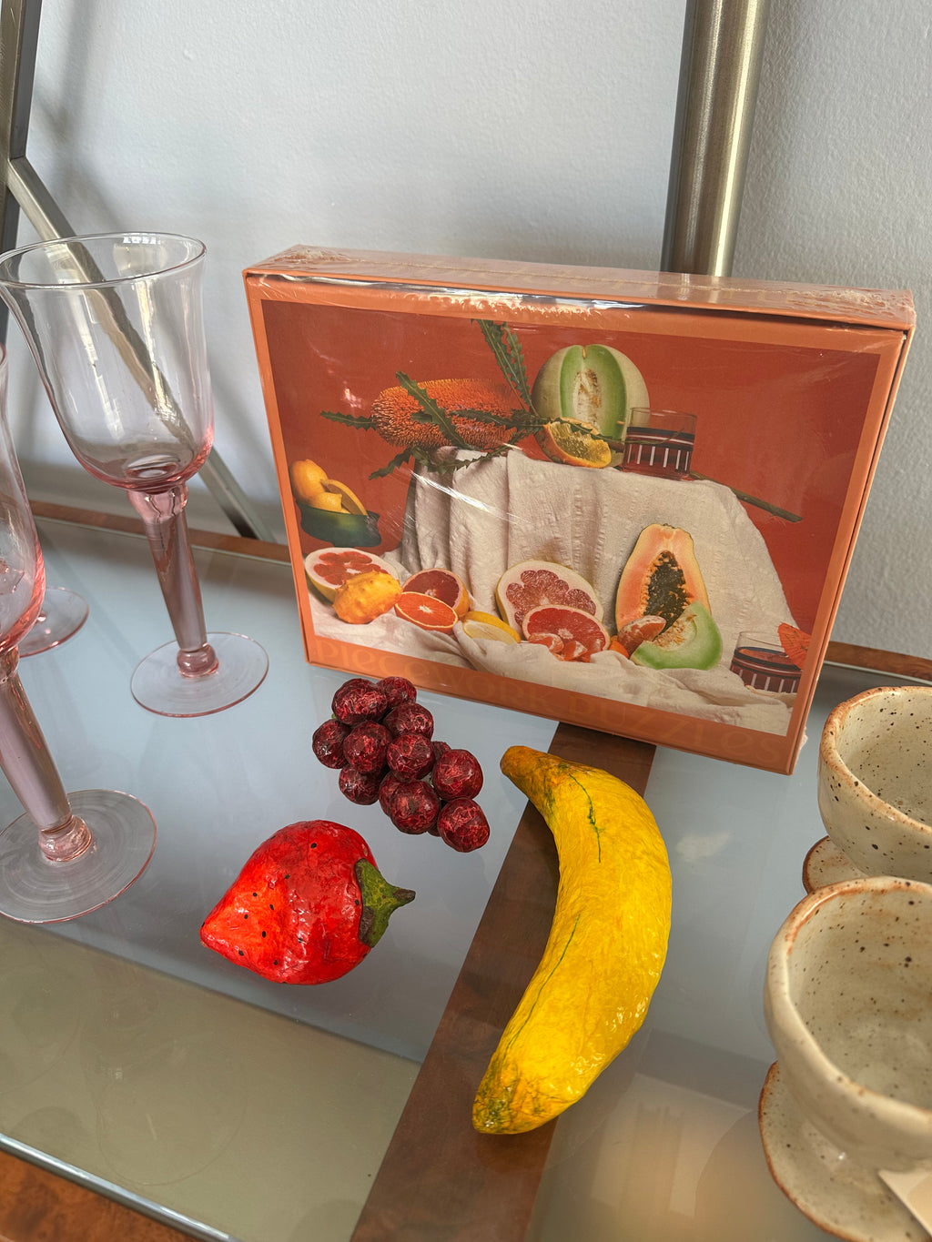 vintage painted paper mache fruits + veggies