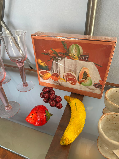 vintage painted paper mache fruits + veggies