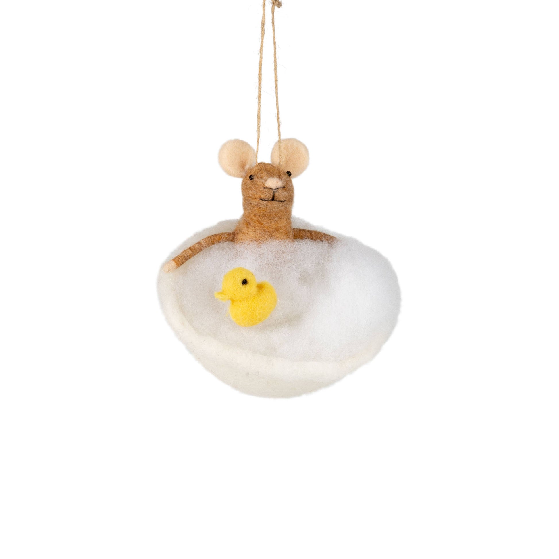 bubble bath felt mouse ornament