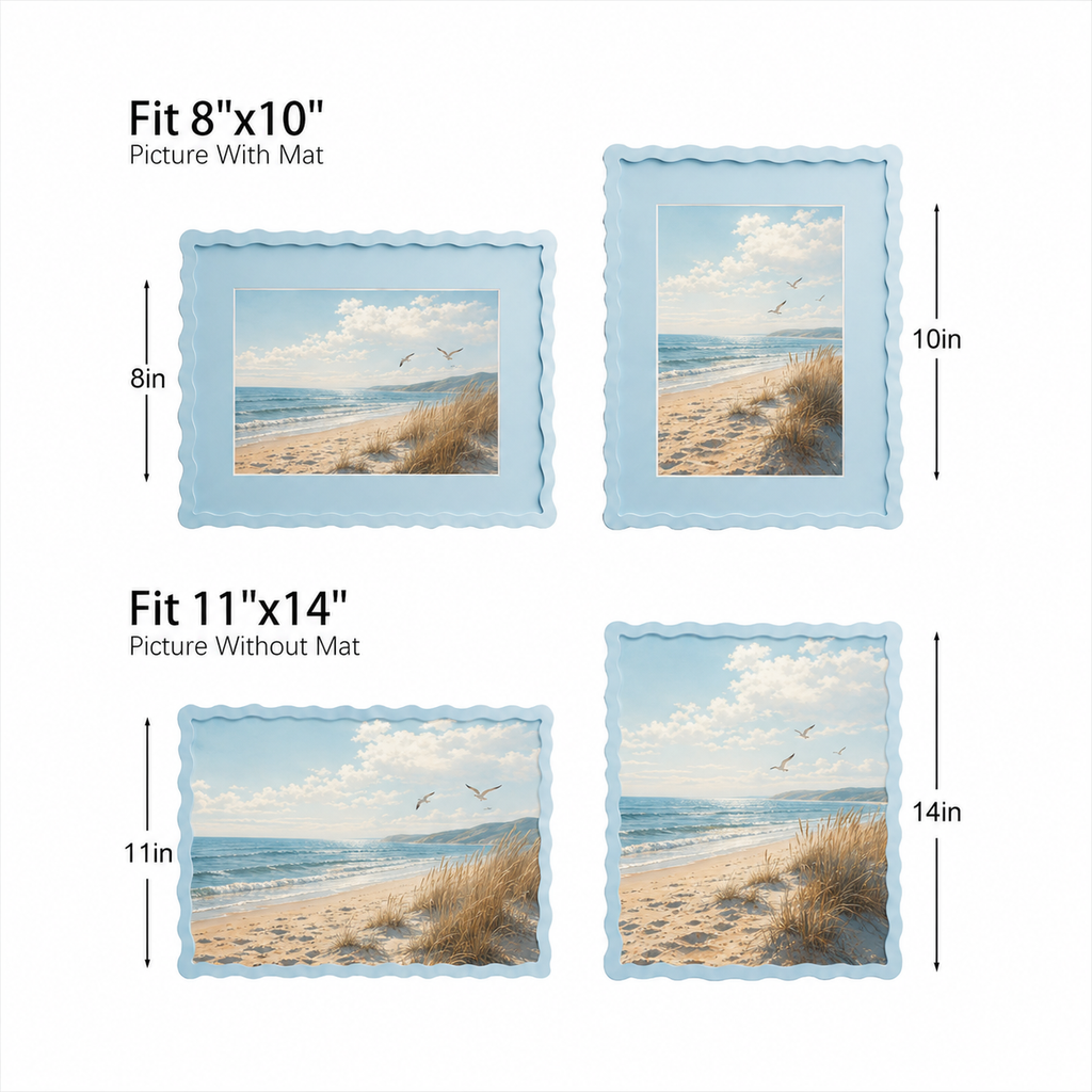 Colorful Wavy Edge MDF Wood Frame | Matte Painted Finish
